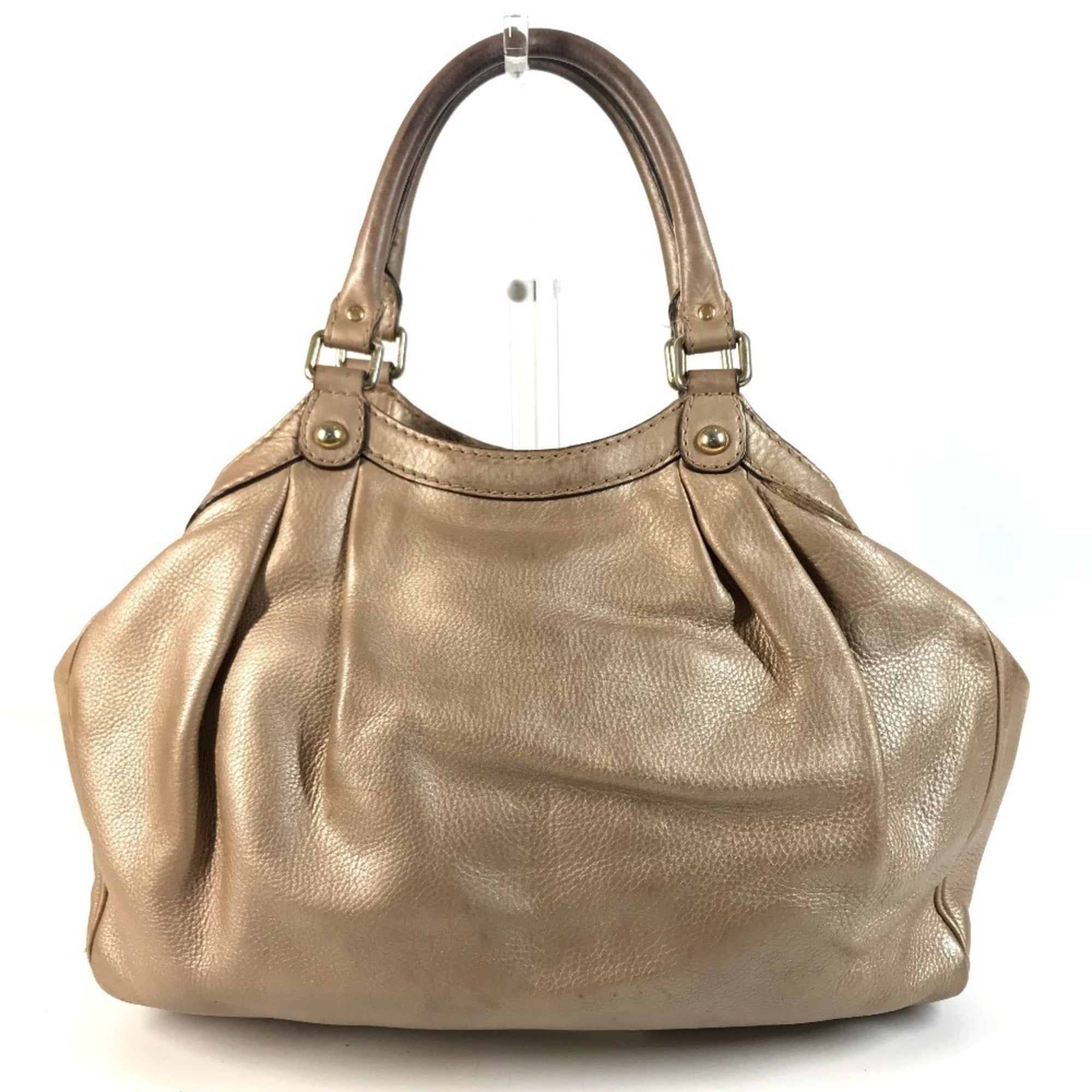 Gucci Beige Pink Metallic Pink Leather Shoulder Bag Tote Bag (Pre-Owned)
