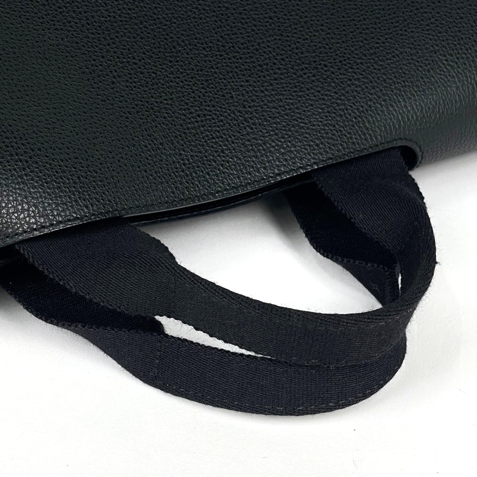Hermes Black Toile Chevron Handbag Tote Bag (Pre-Owned)