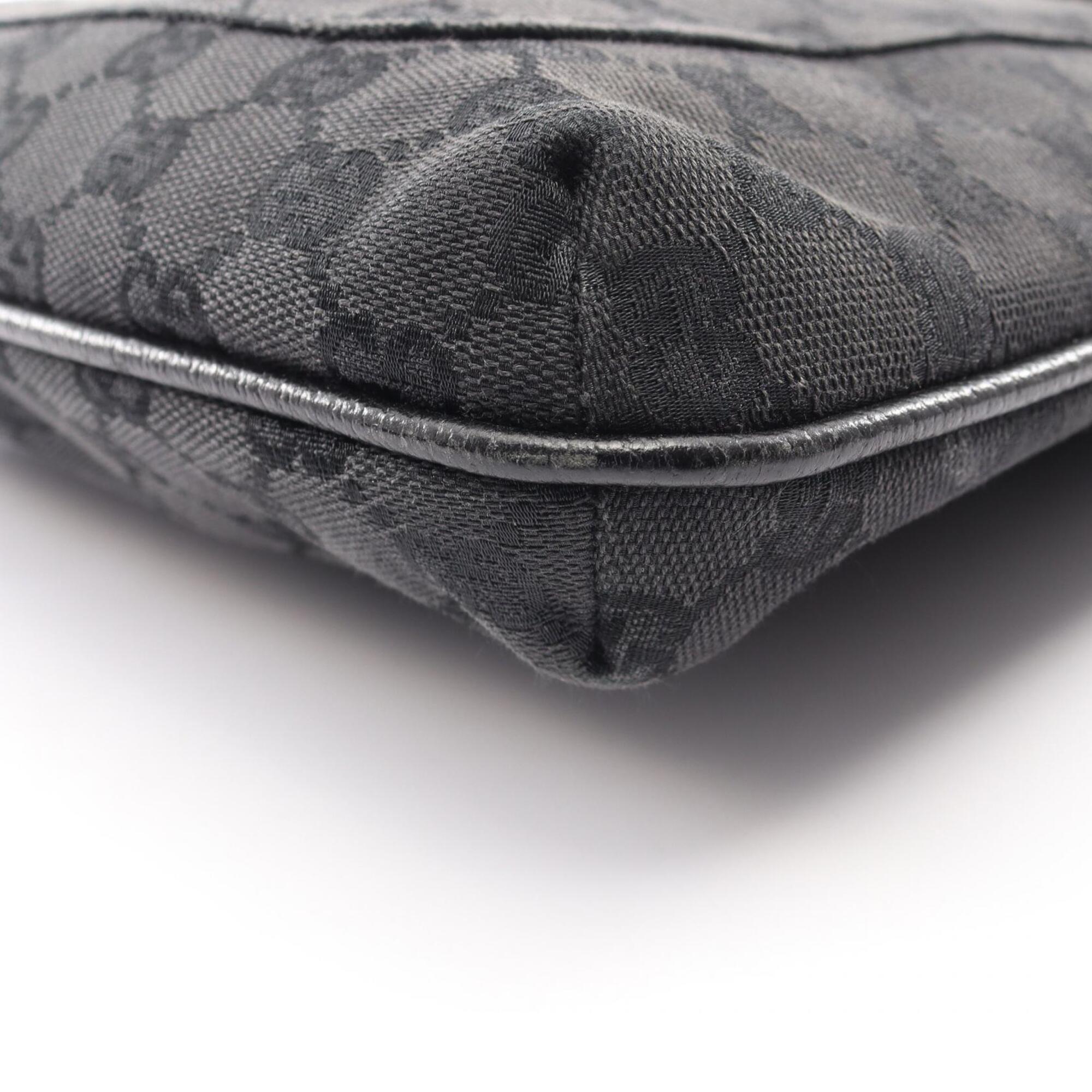 Gucci Black Canvas Leather Handbag Shoulder Bag (Pre-Owned)