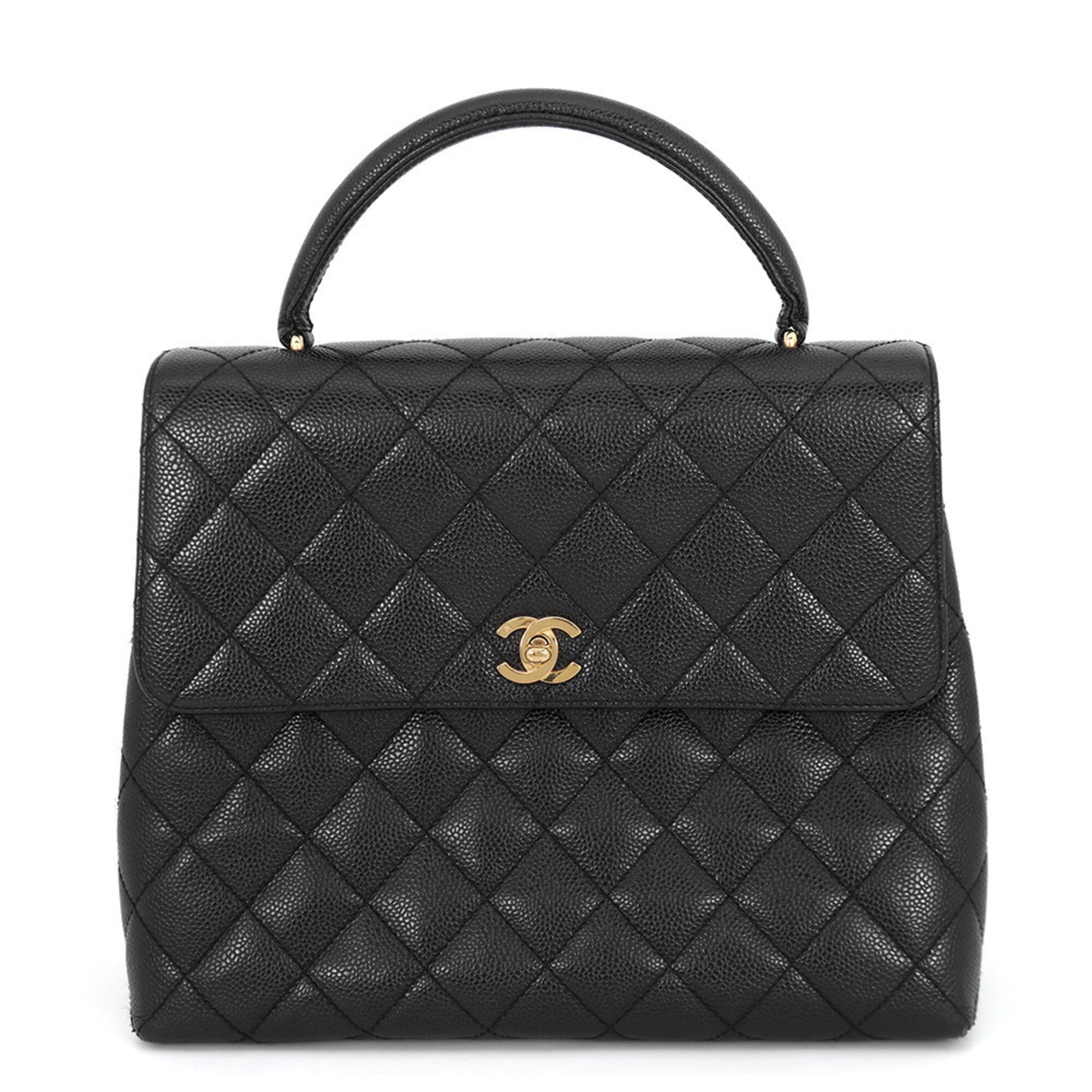 Chanel Black Grained Calfskin Handbag (Pre-Owned)