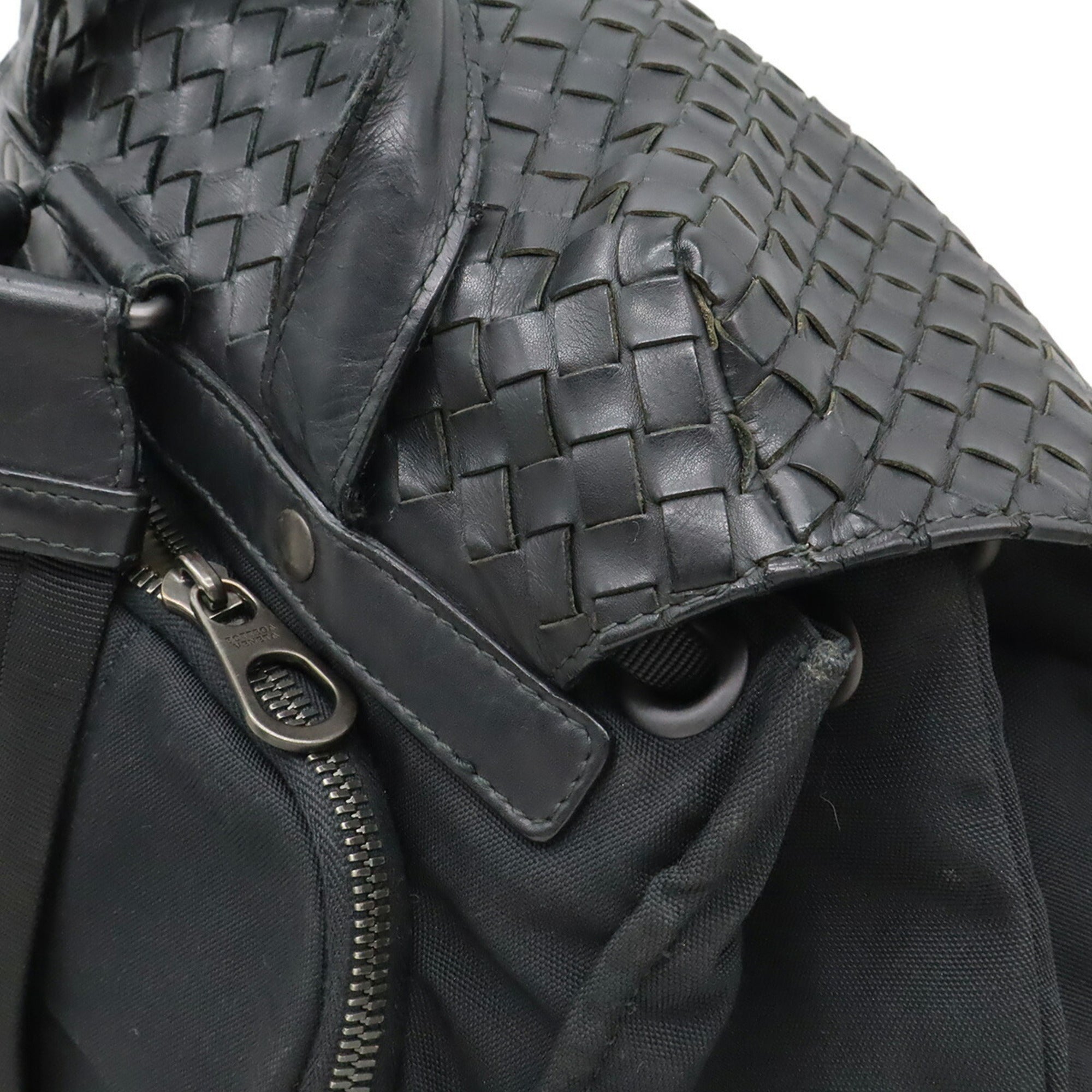 Bottega Veneta Black Nylon Leather Backpack (Pre-Owned)