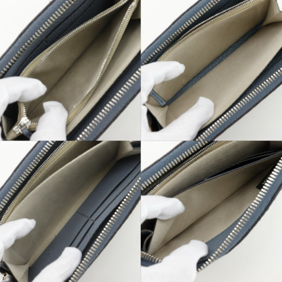 Fendi Selleria Light Blue Leather Long Wallet (Bi-Fold) (Pre-Owned)