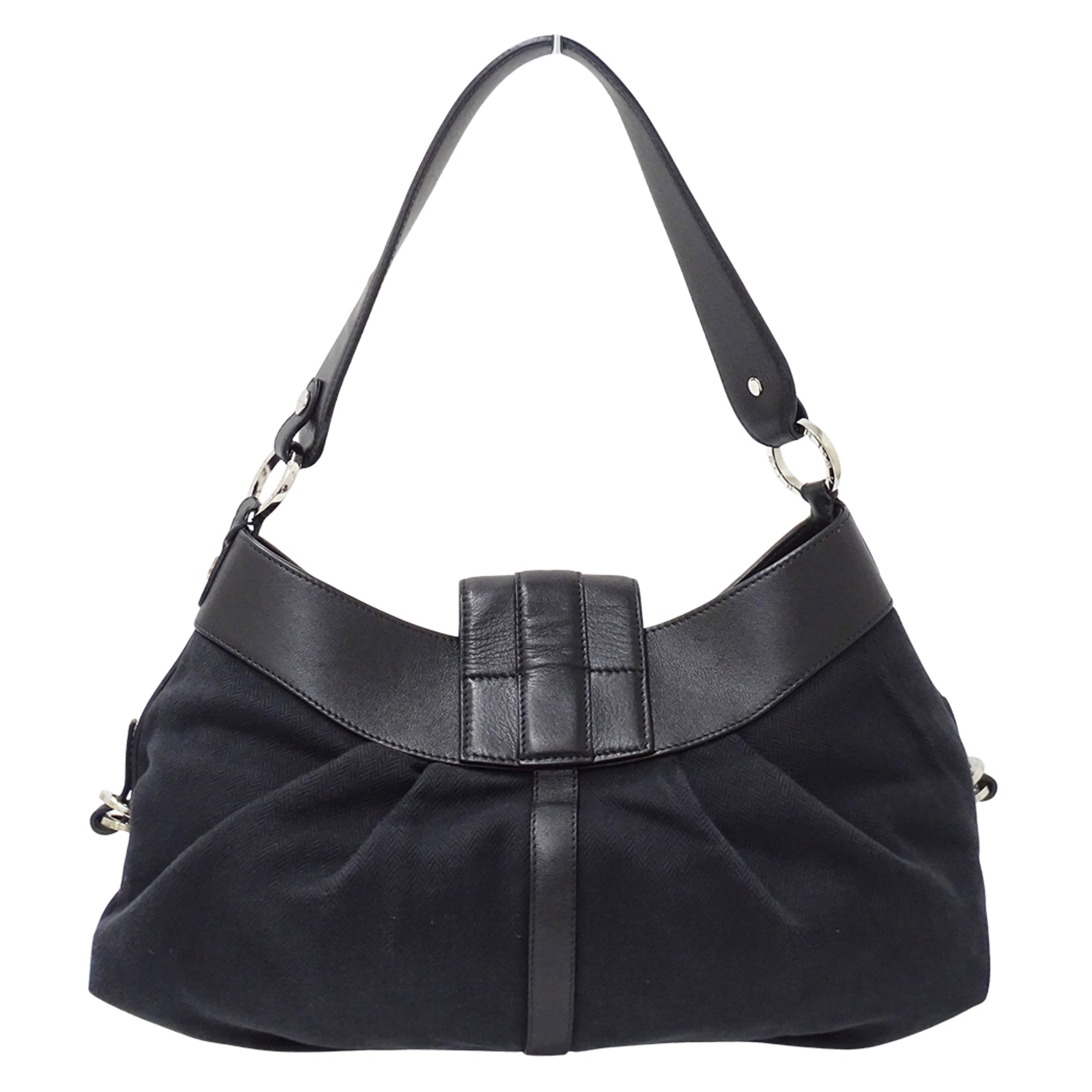 Bvlgari Black Canvas Handbag Shoulder Bag (Pre-Owned)