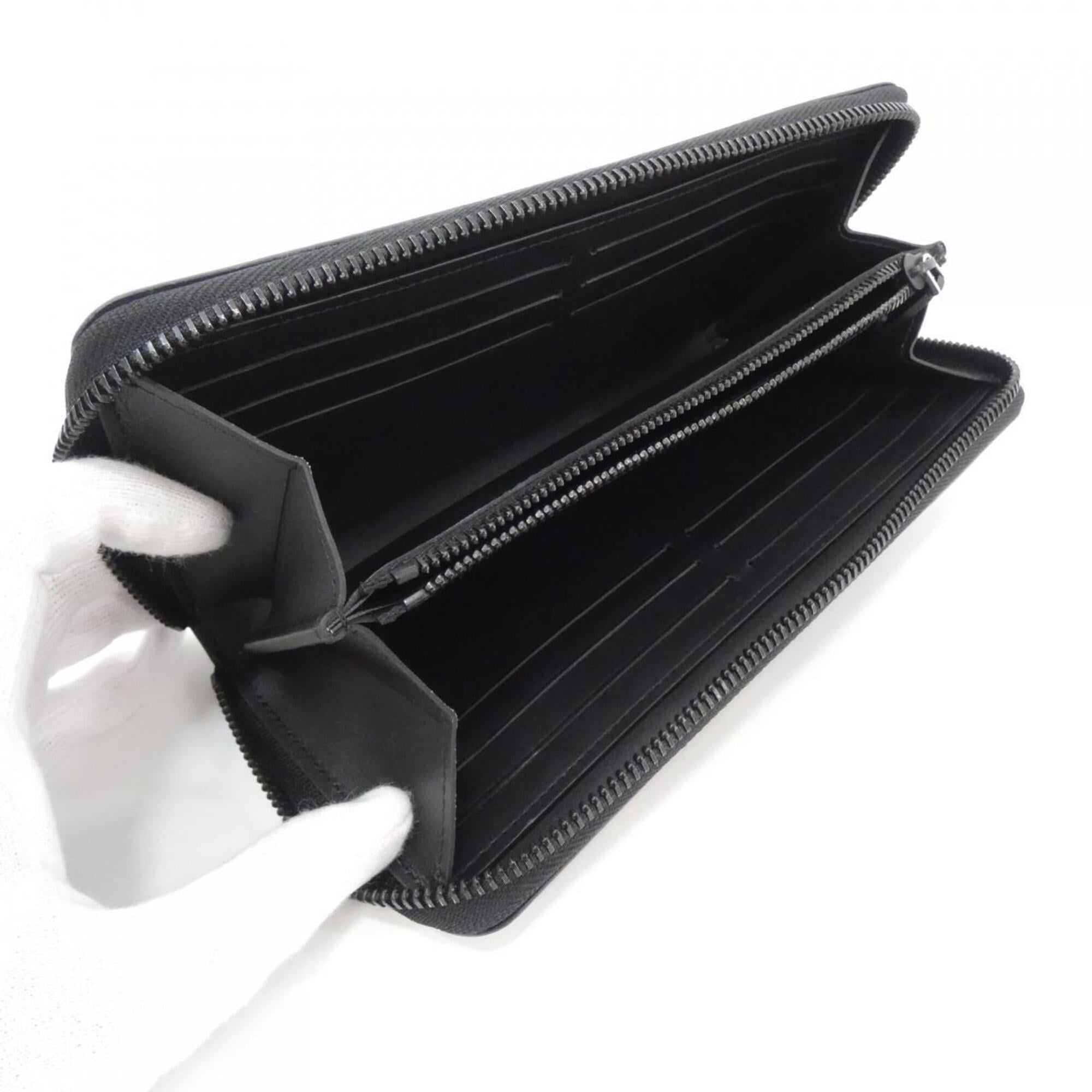 Louis Vuitton Black Leather Long Wallet (Bi-Fold) (Pre-Owned)