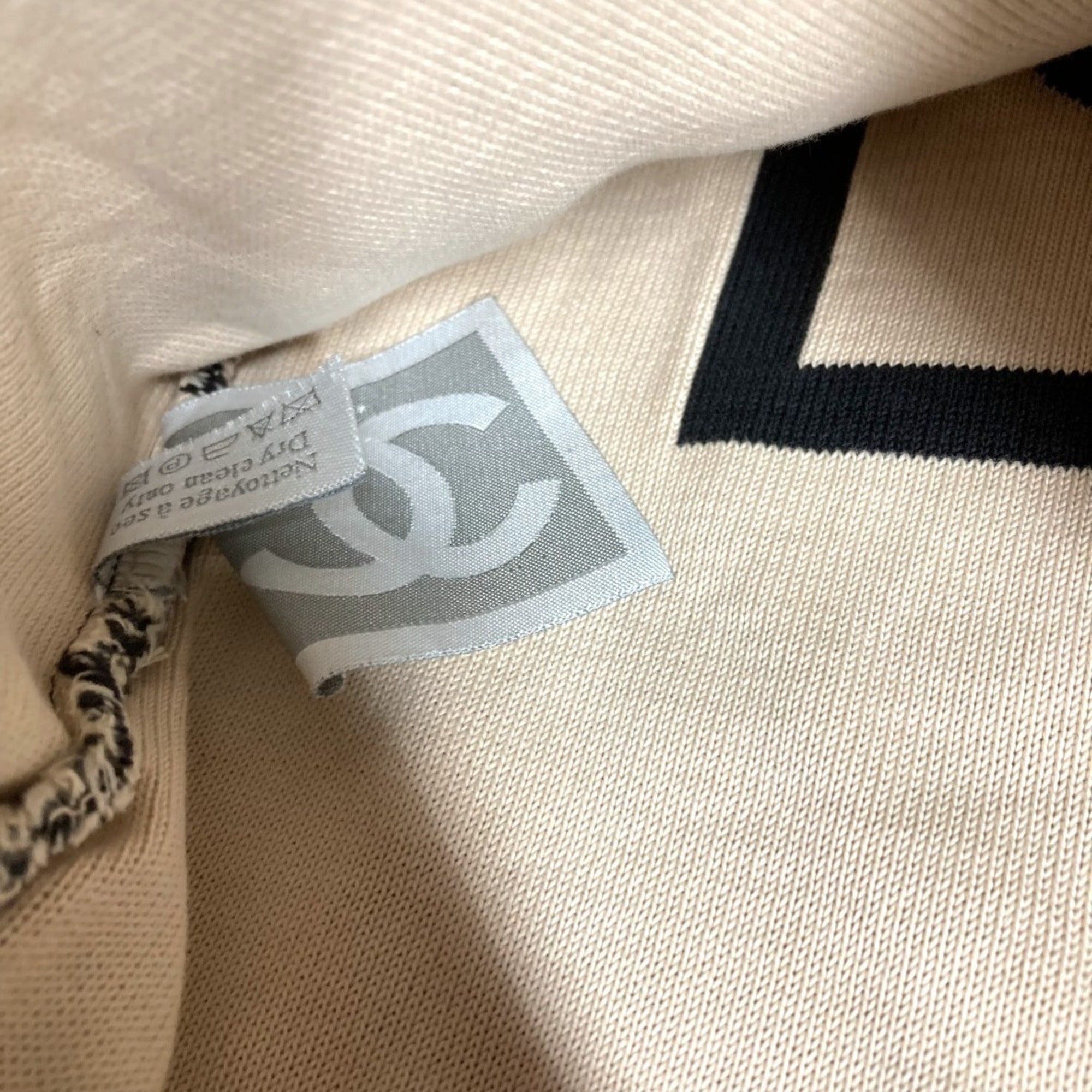 Chanel Beige Black Cotton Backpack (Pre-Owned)