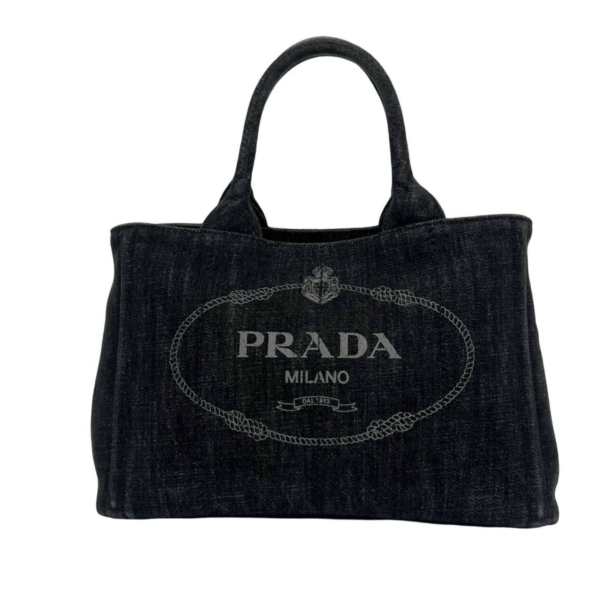 Prada Black Cotton Handbag Tote Bag (Pre-Owned)