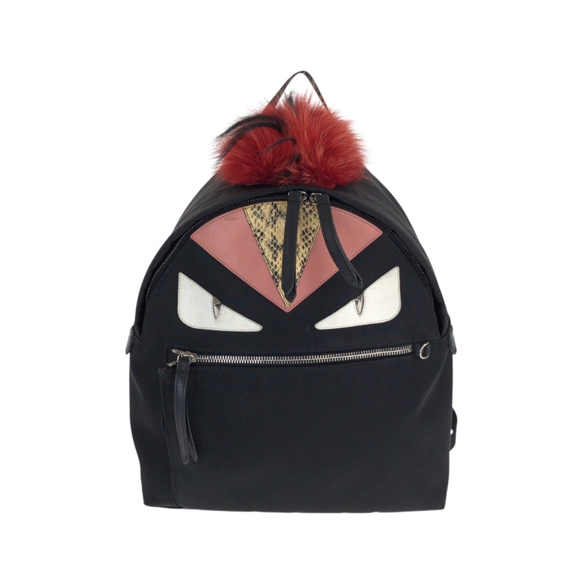 Fendi Black Pink Red Nylon Leather Backpack (Pre-Owned)