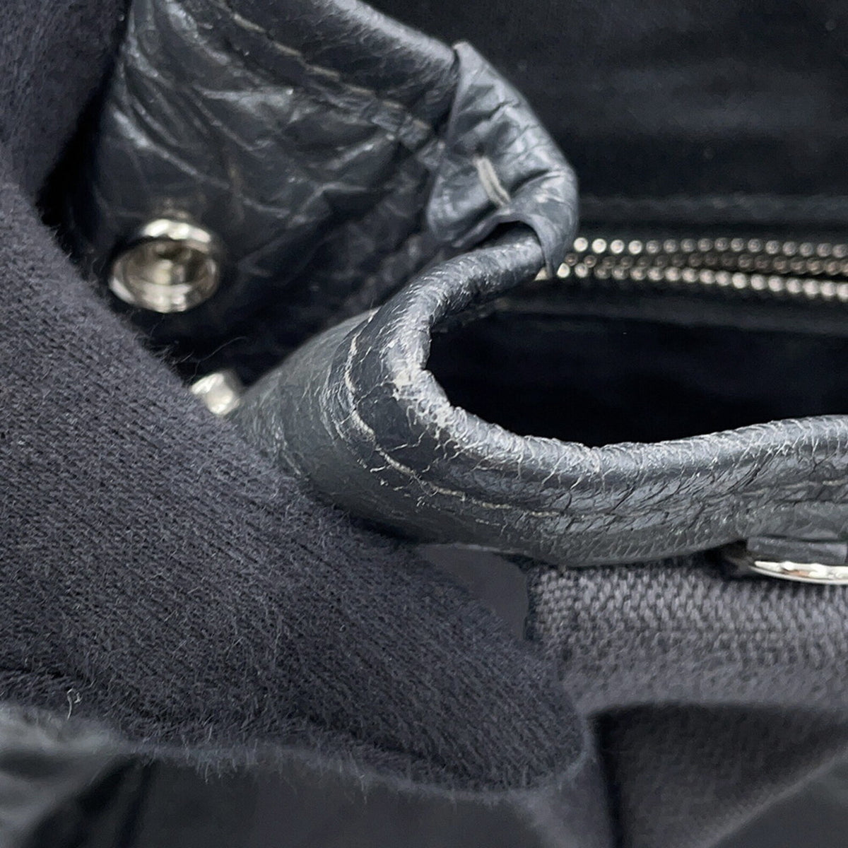 Balenciaga Gray Leather Canvas Handbag (Pre-Owned)