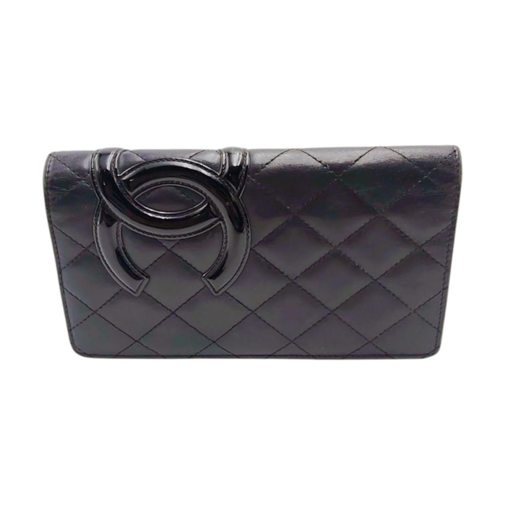 Chanel Black Pink Leather Long Wallet (Bi-Fold) (Pre-Owned)