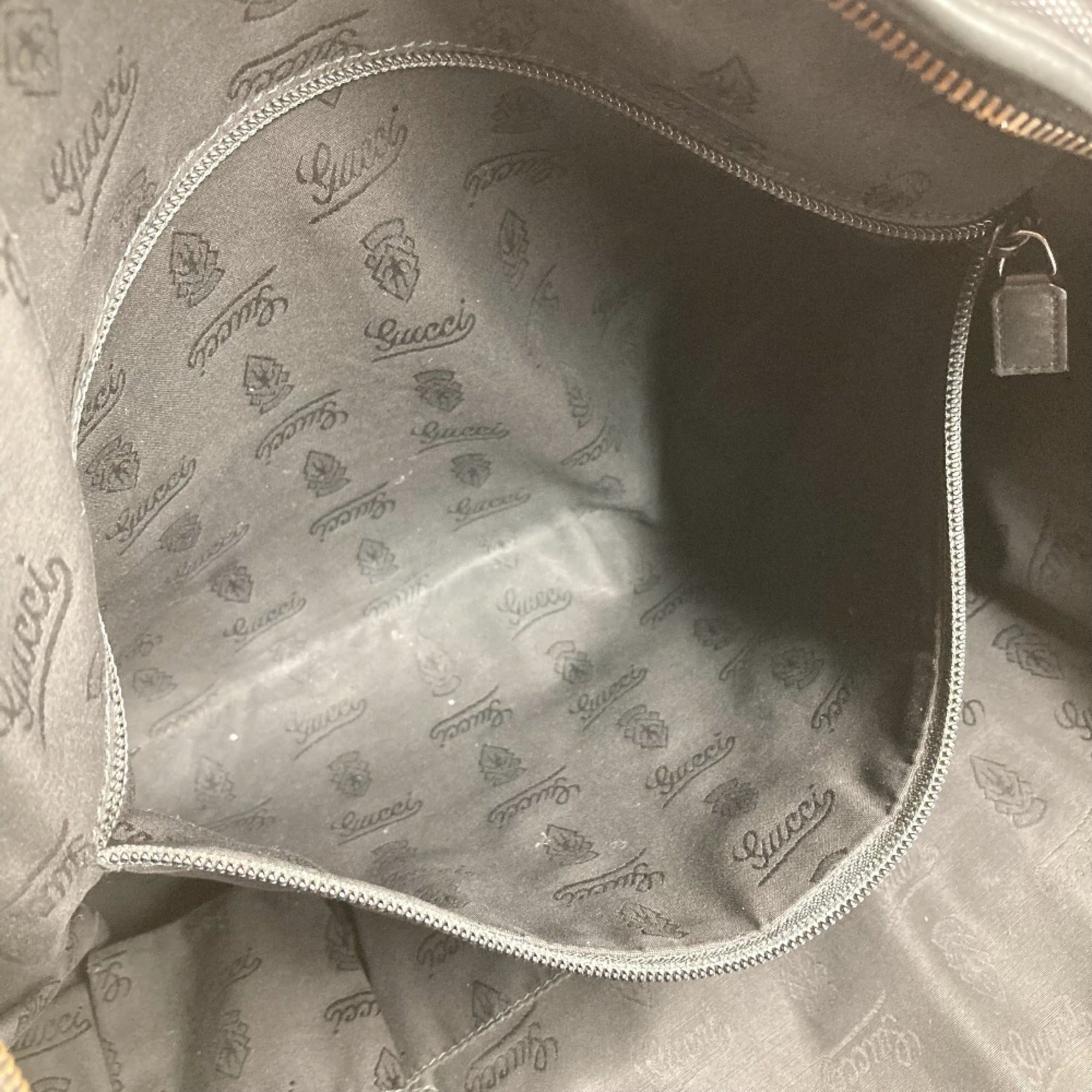 Gucci Gg Imprimé Black Leather Gg Imprimé Boston Bag Shoulder Bag Tote Bag (Pre-Owned)
