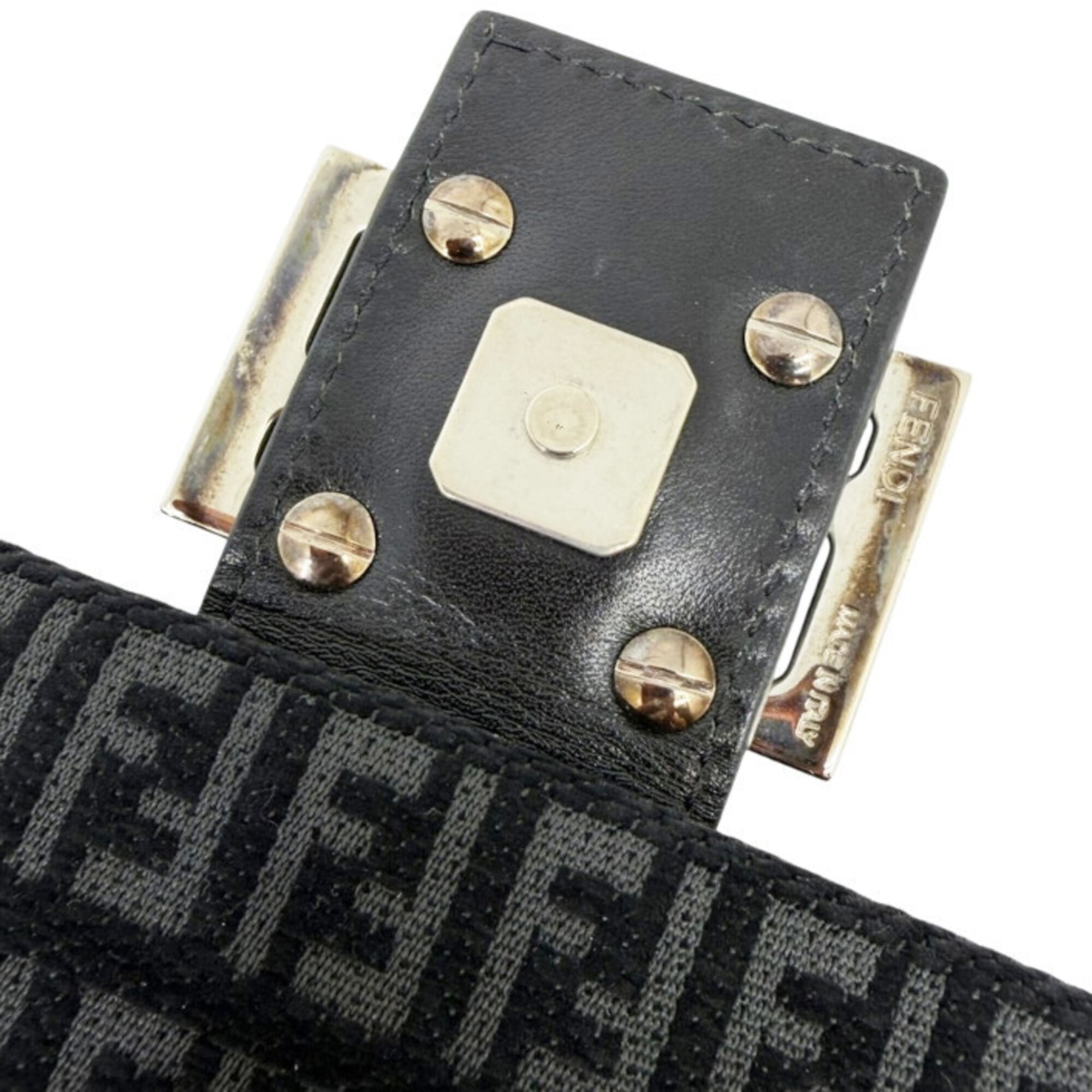 Fendi Black Canvas Suede Leather Handbag (Pre-Owned)
