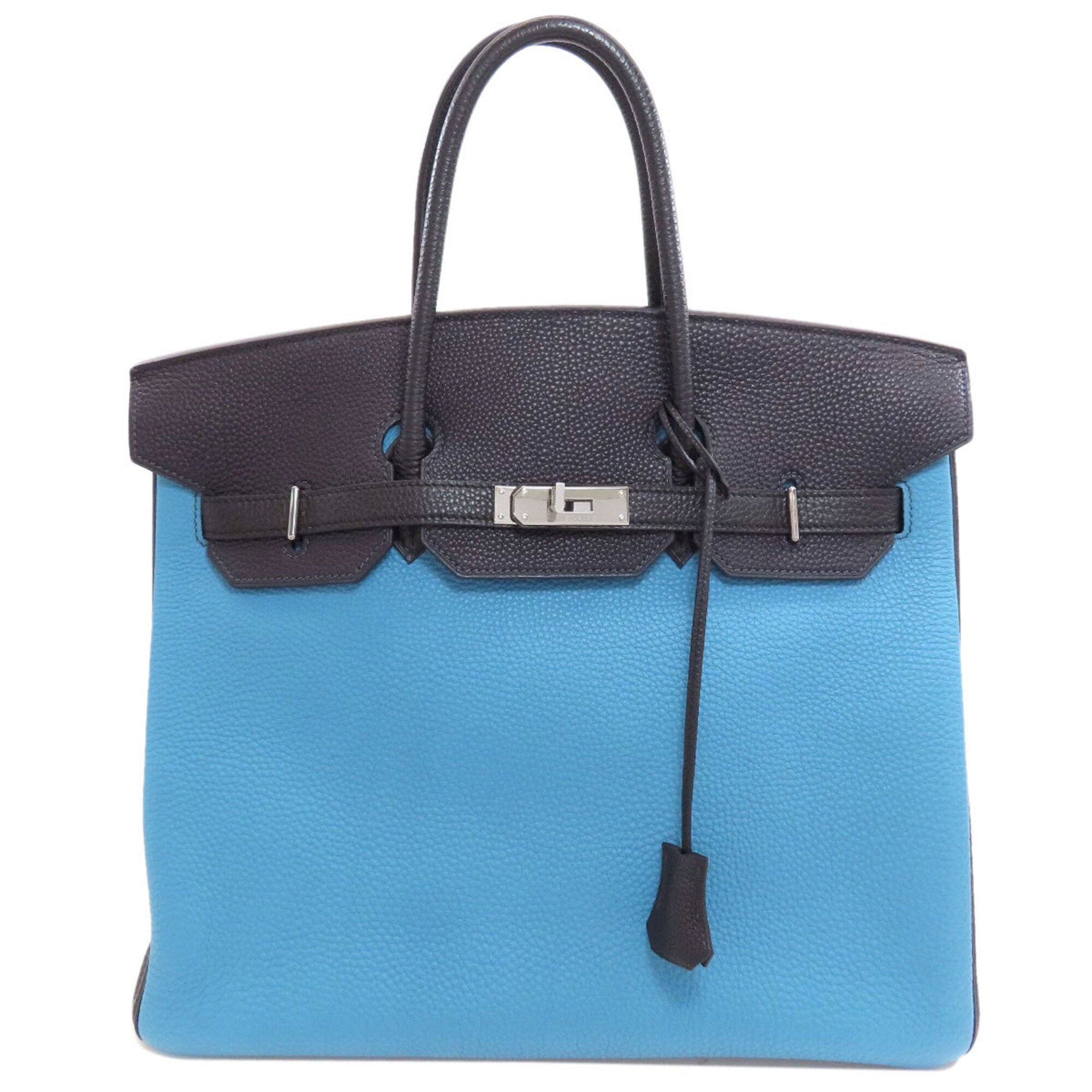 Hermes Black Blue Navy Togo Leather Handbag (Pre-Owned)