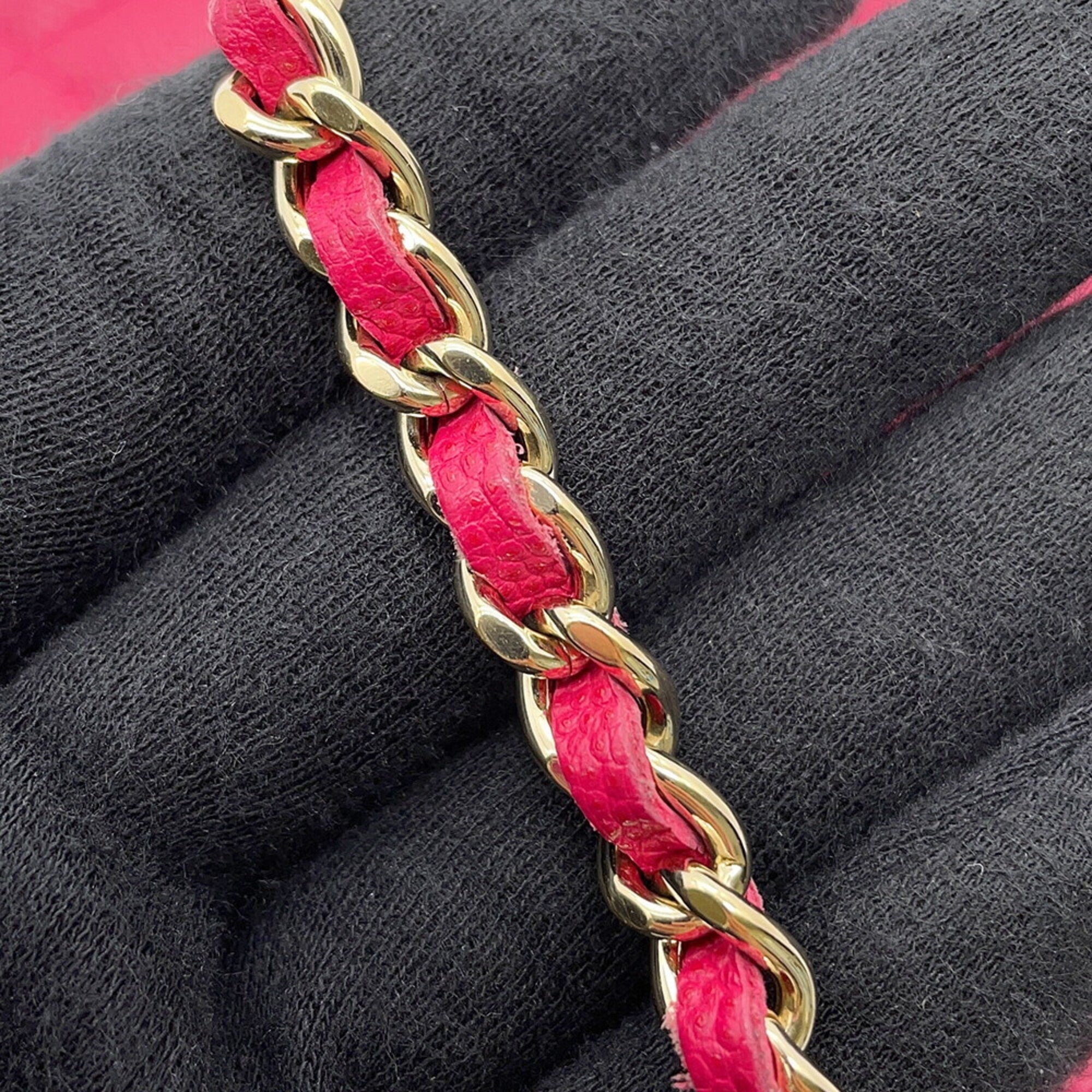 Chanel Pink Grained Calfskin Chain/Shoulder Wallet (Pre-Owned)