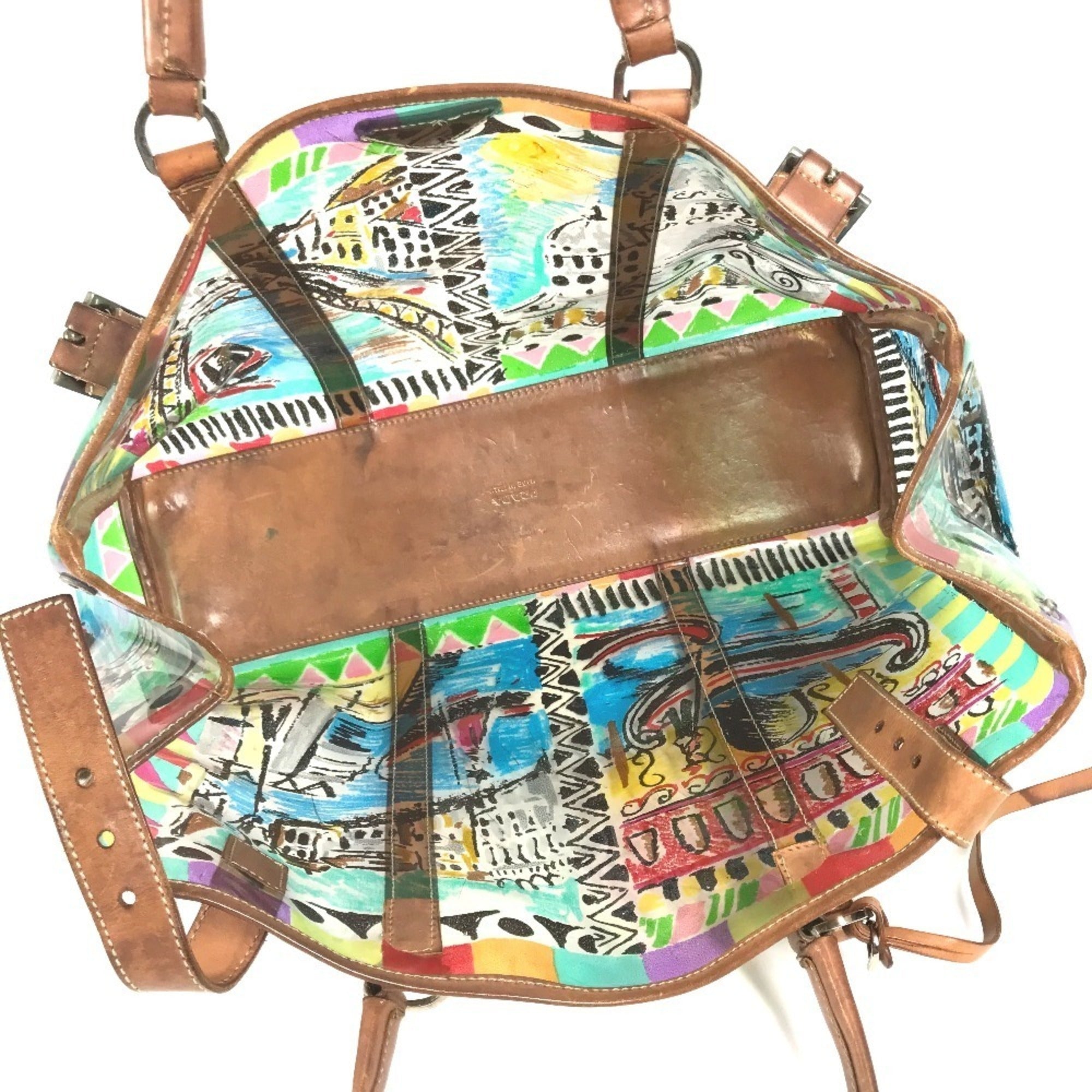 Prada Multi-Color Vinyl Shoulder Bag Tote Bag (Pre-Owned)