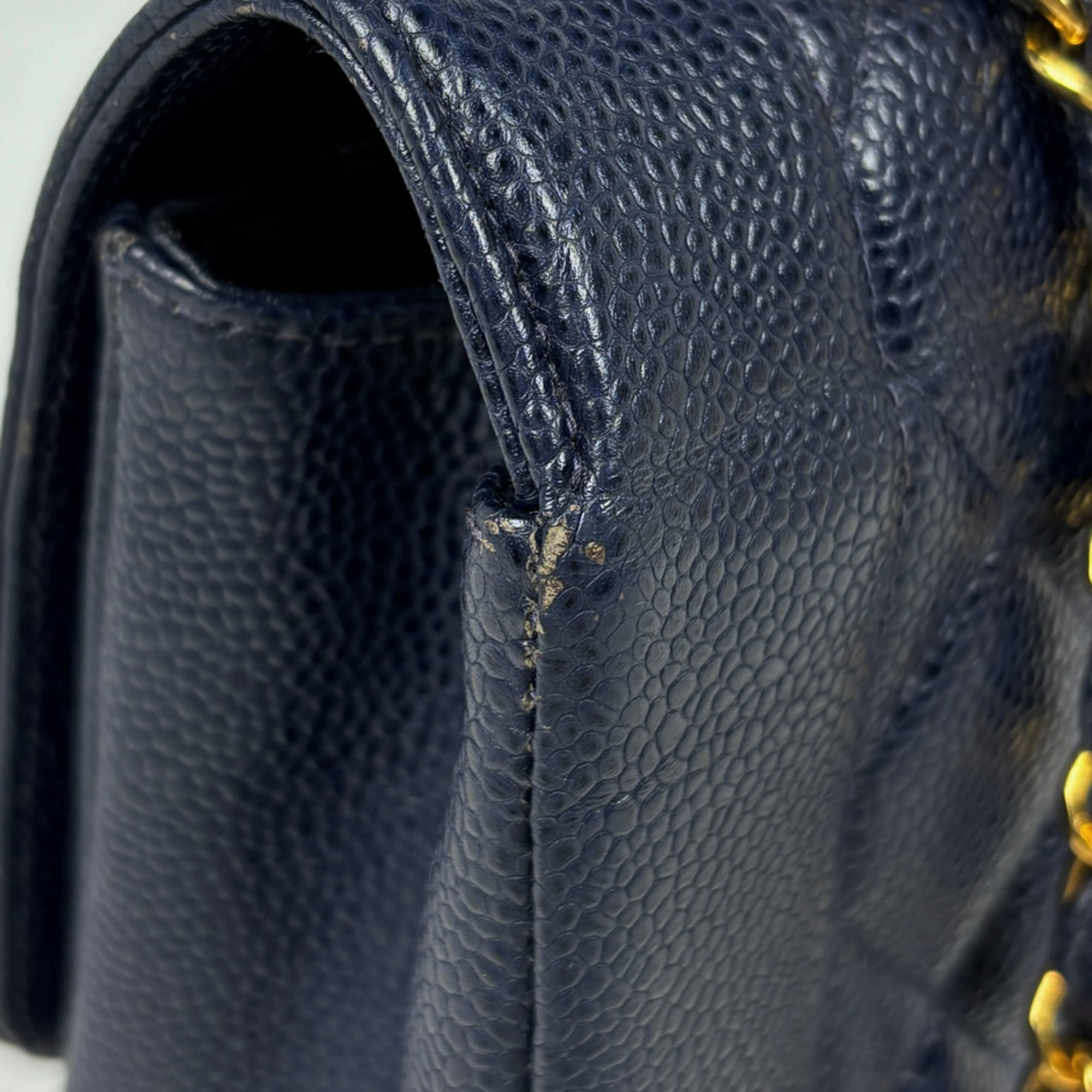 Chanel Navy Grained Calfskin Shoulder Bag (Pre-Owned)