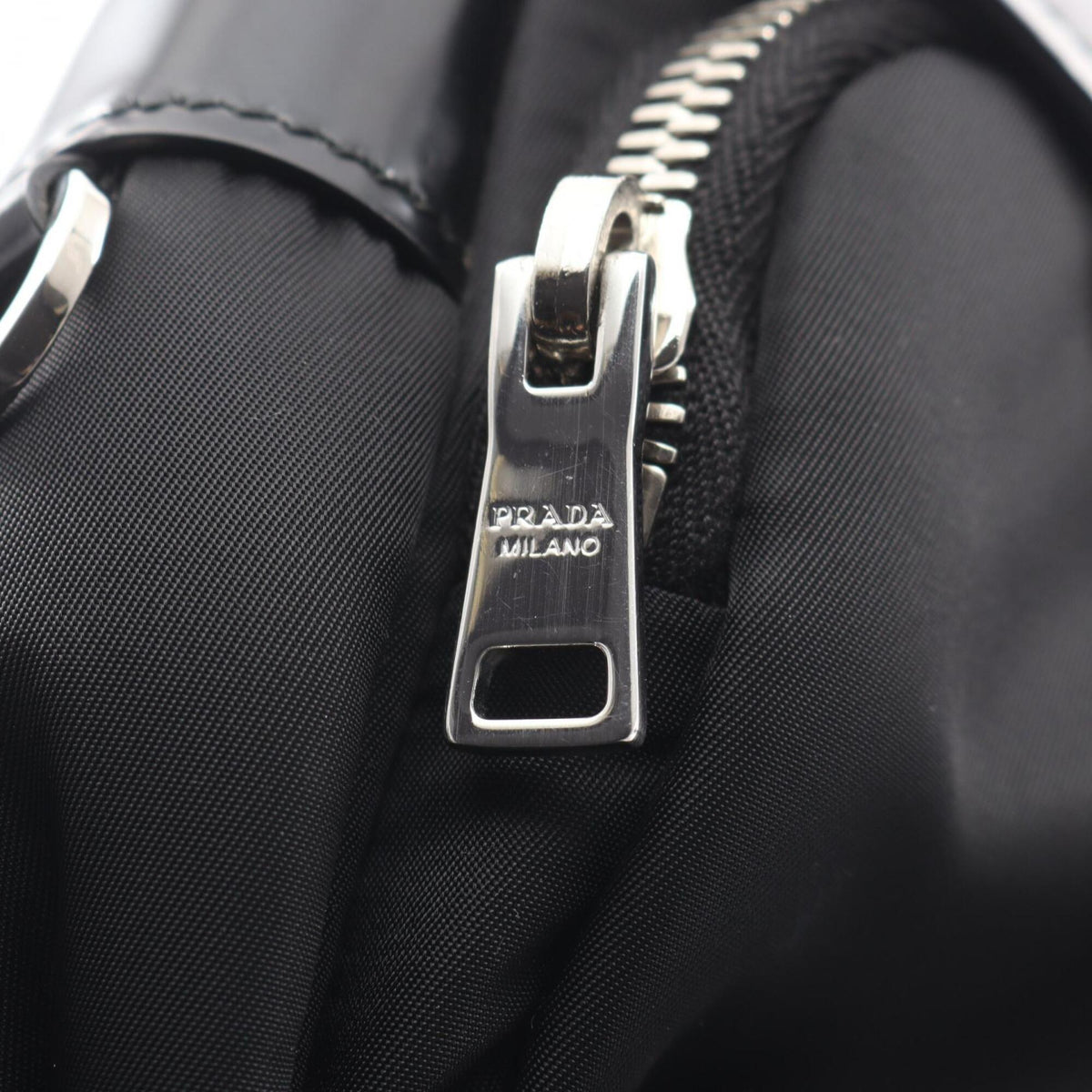 Prada Black Nylon Leather Handbag Pouch Shoulder Bag (Pre-Owned)