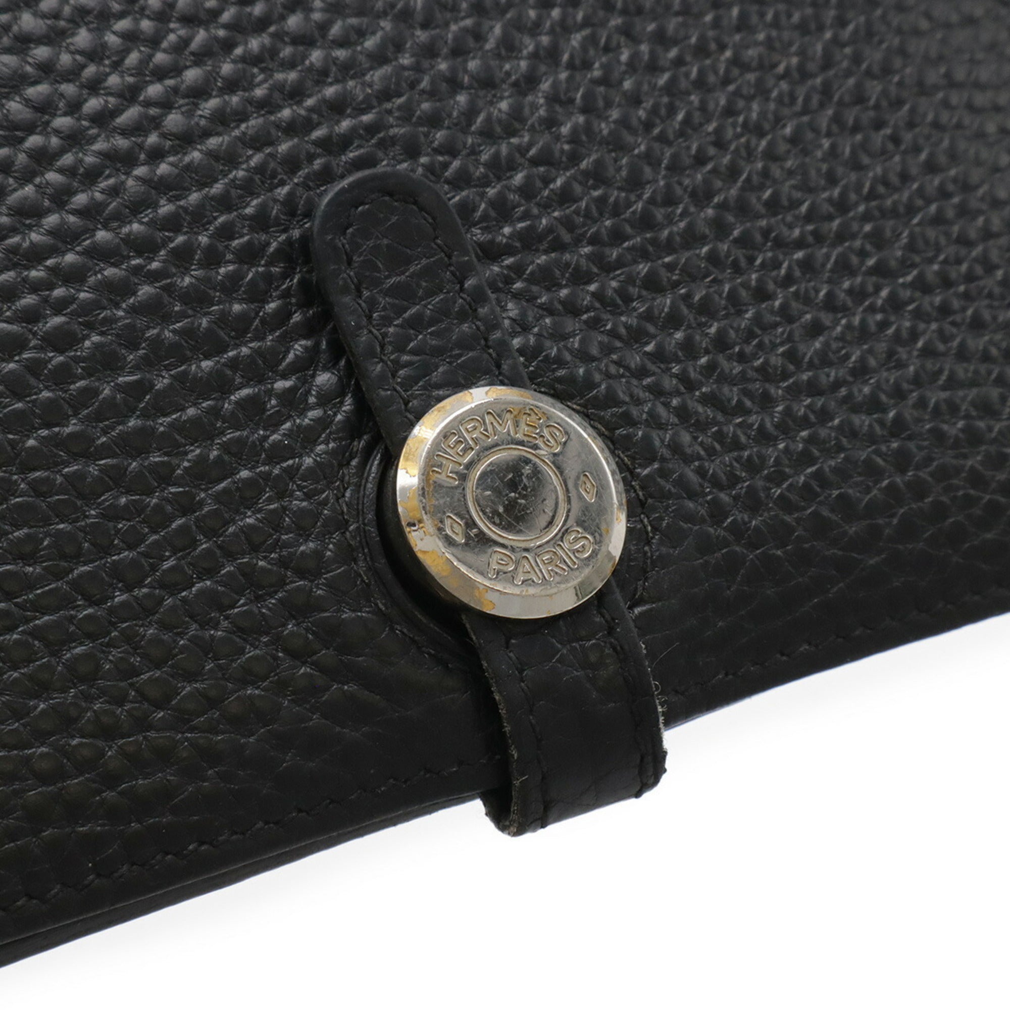 Hermes Dogon Duo Black Taurillon Clemence Leather Long Wallet (Bi-Fold) (Pre-Owned)