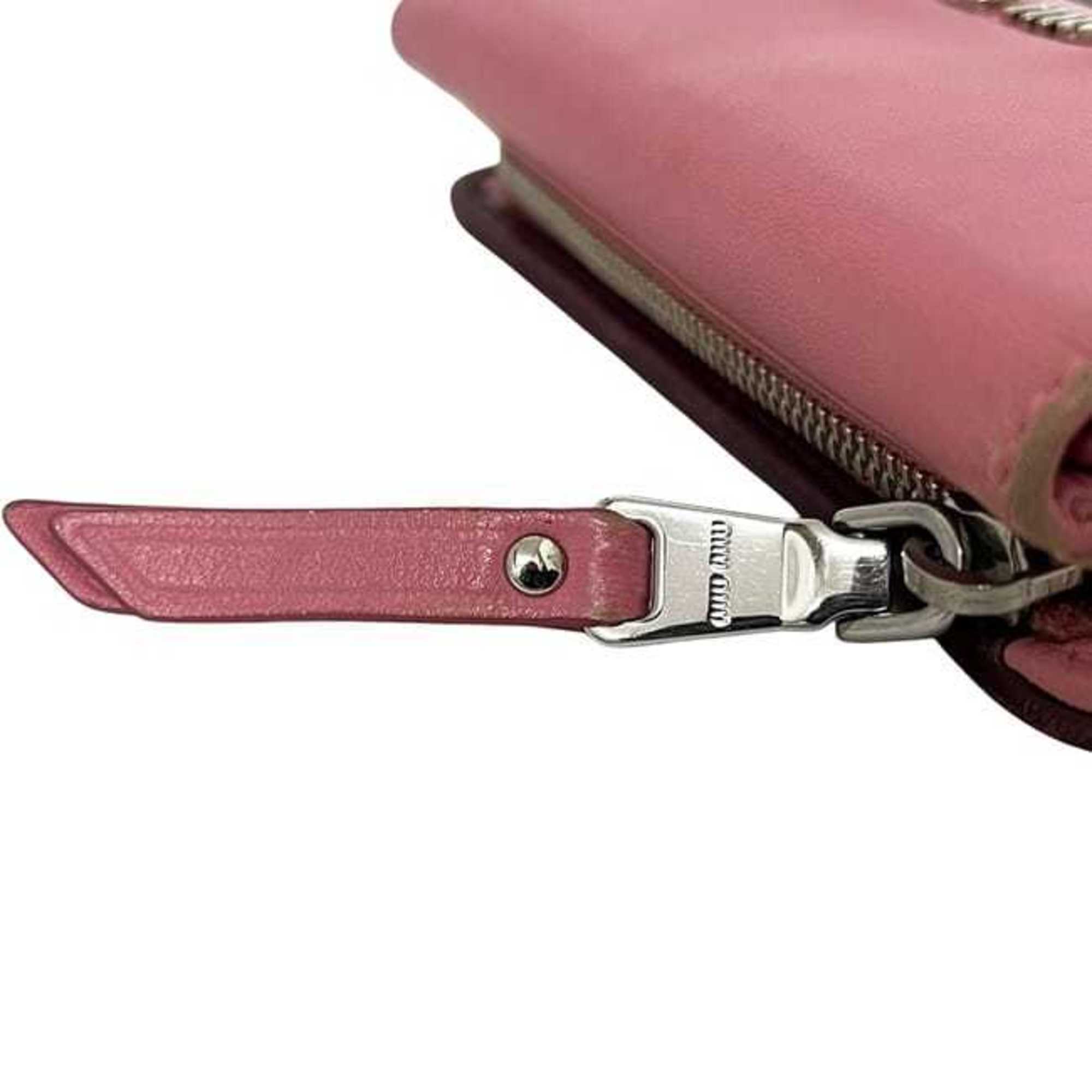 Miu Miu Bordeaux Pink Leather Wallet (Tri-Fold) (Pre-Owned)