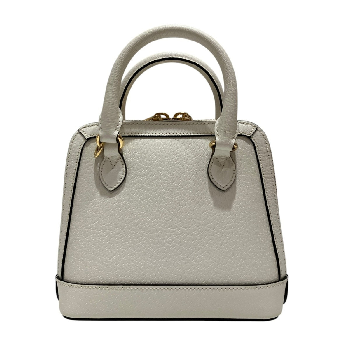 Gucci Horsebit White Leather Canvas Handbag (Pre-Owned)