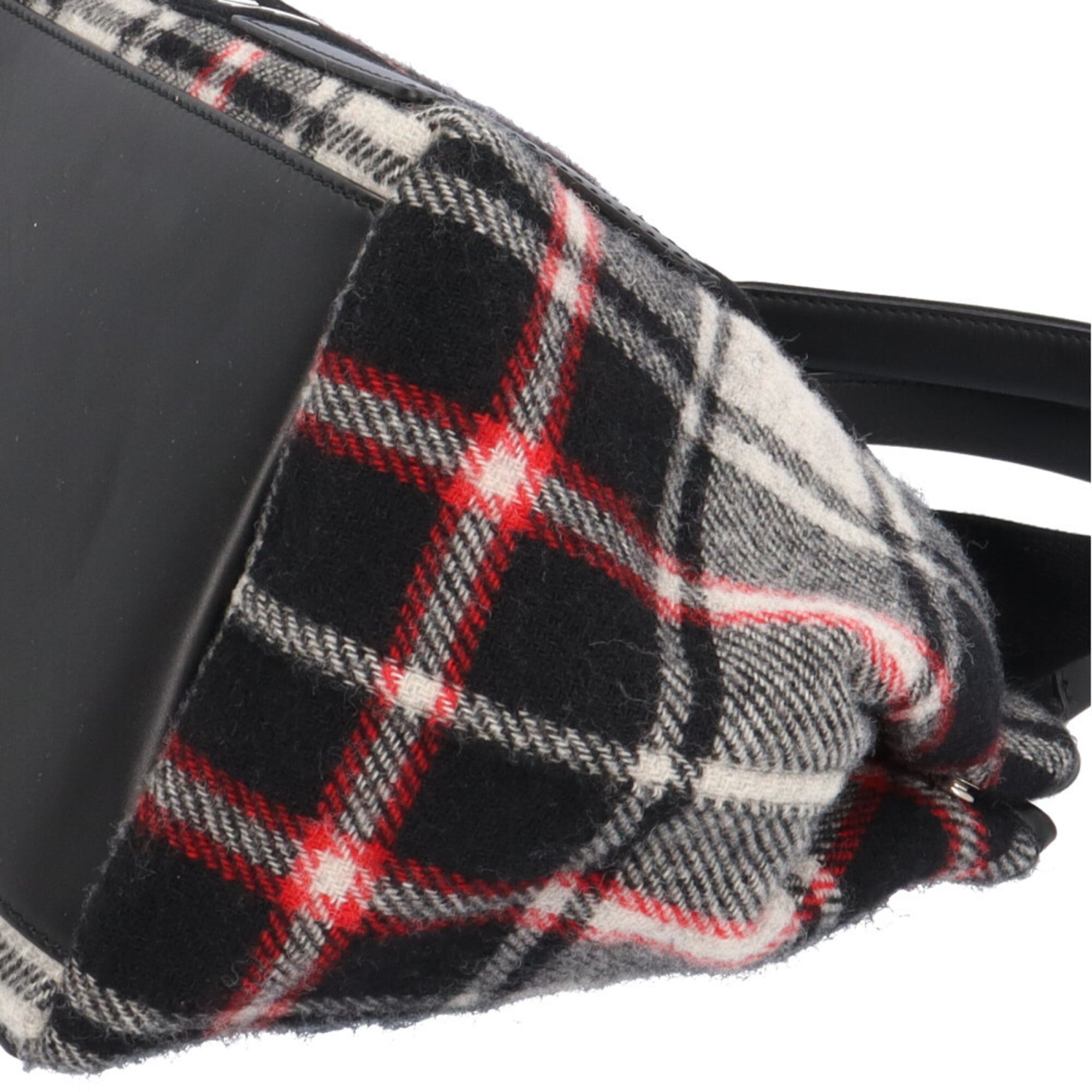 Balenciaga Black Red Color White Wool Handbag (Pre-Owned)