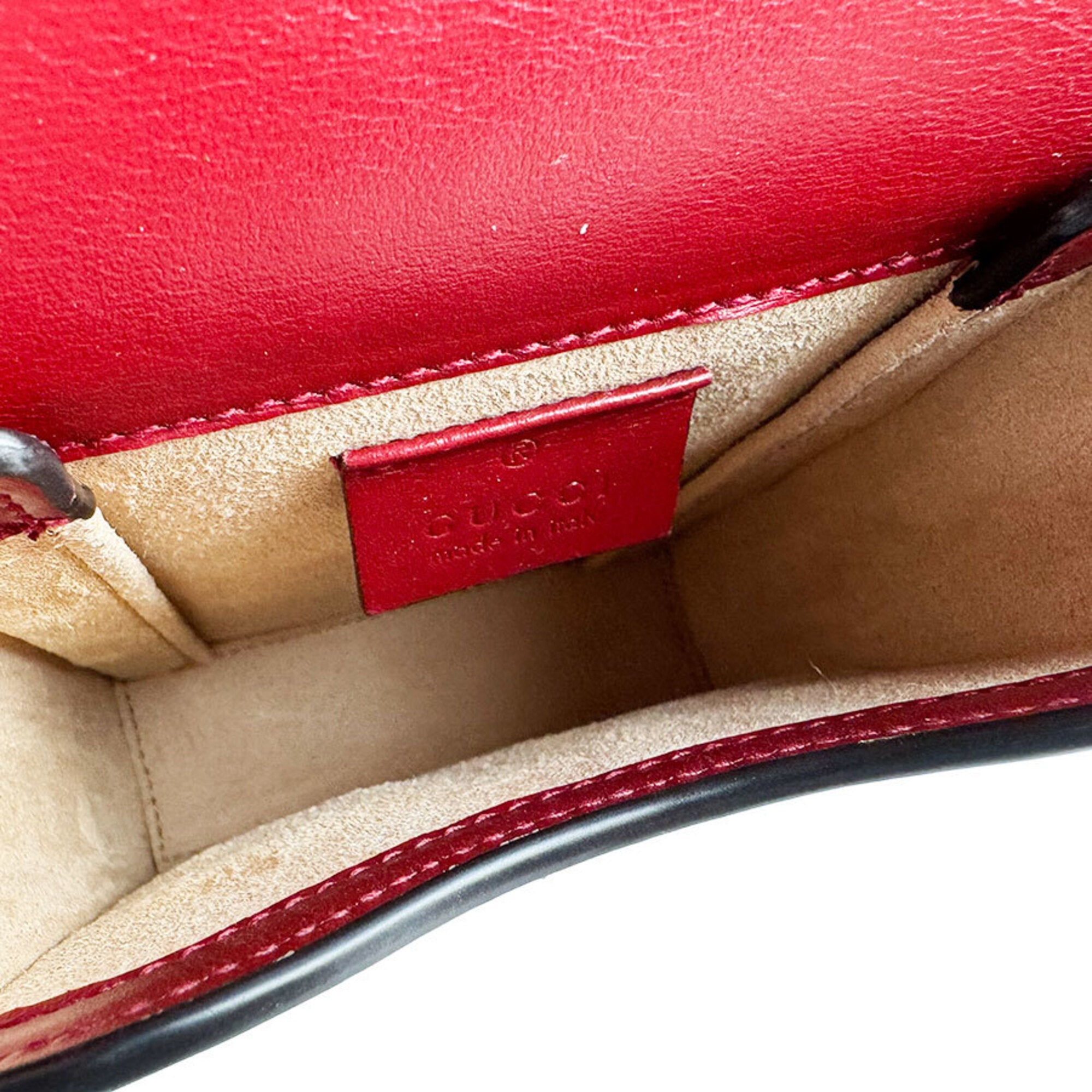 Gucci Red Color Leather Shoulder Bag (Pre-Owned)