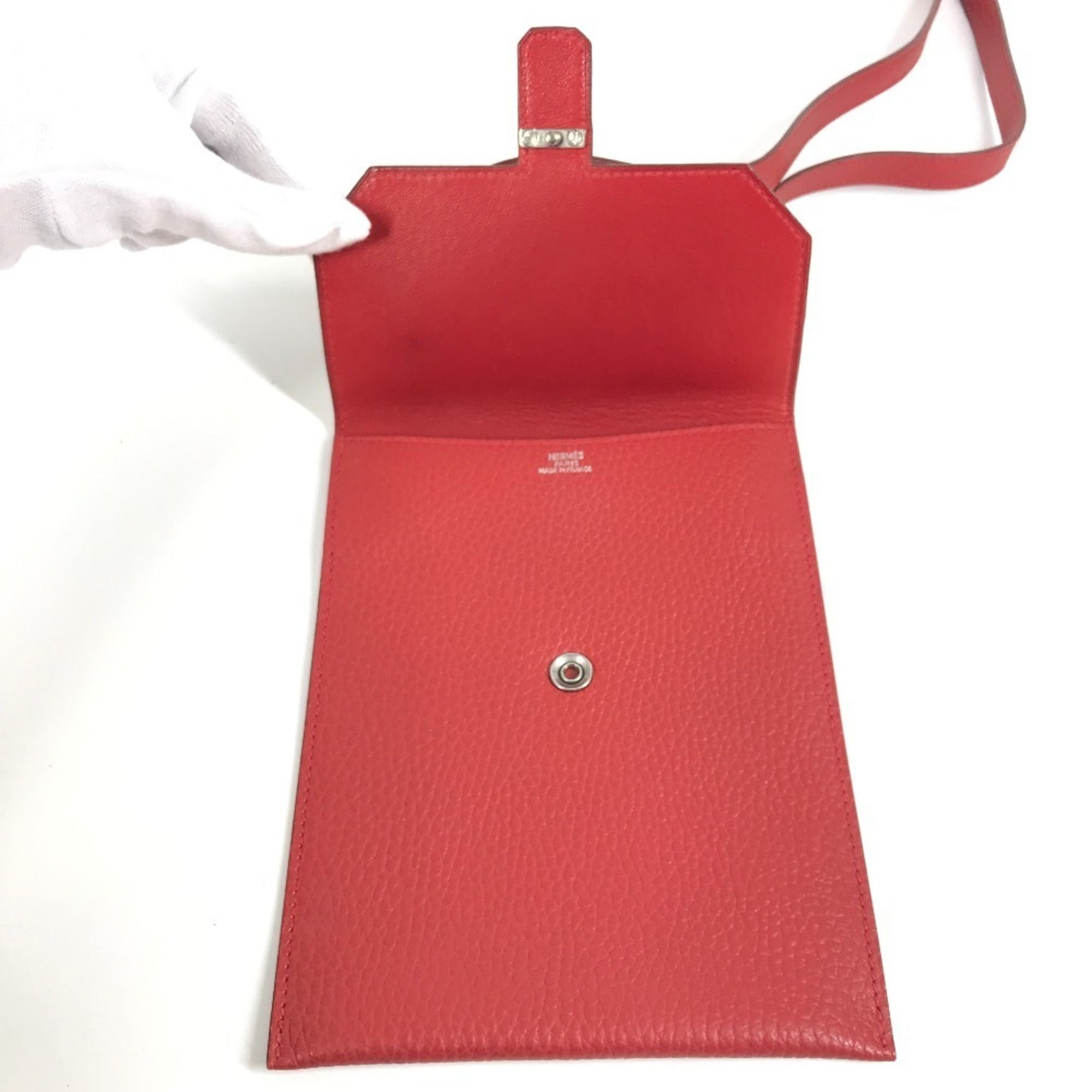 Hermes Amelie Red Color Leather Pochette Shoulder Bag (Pre-Owned)