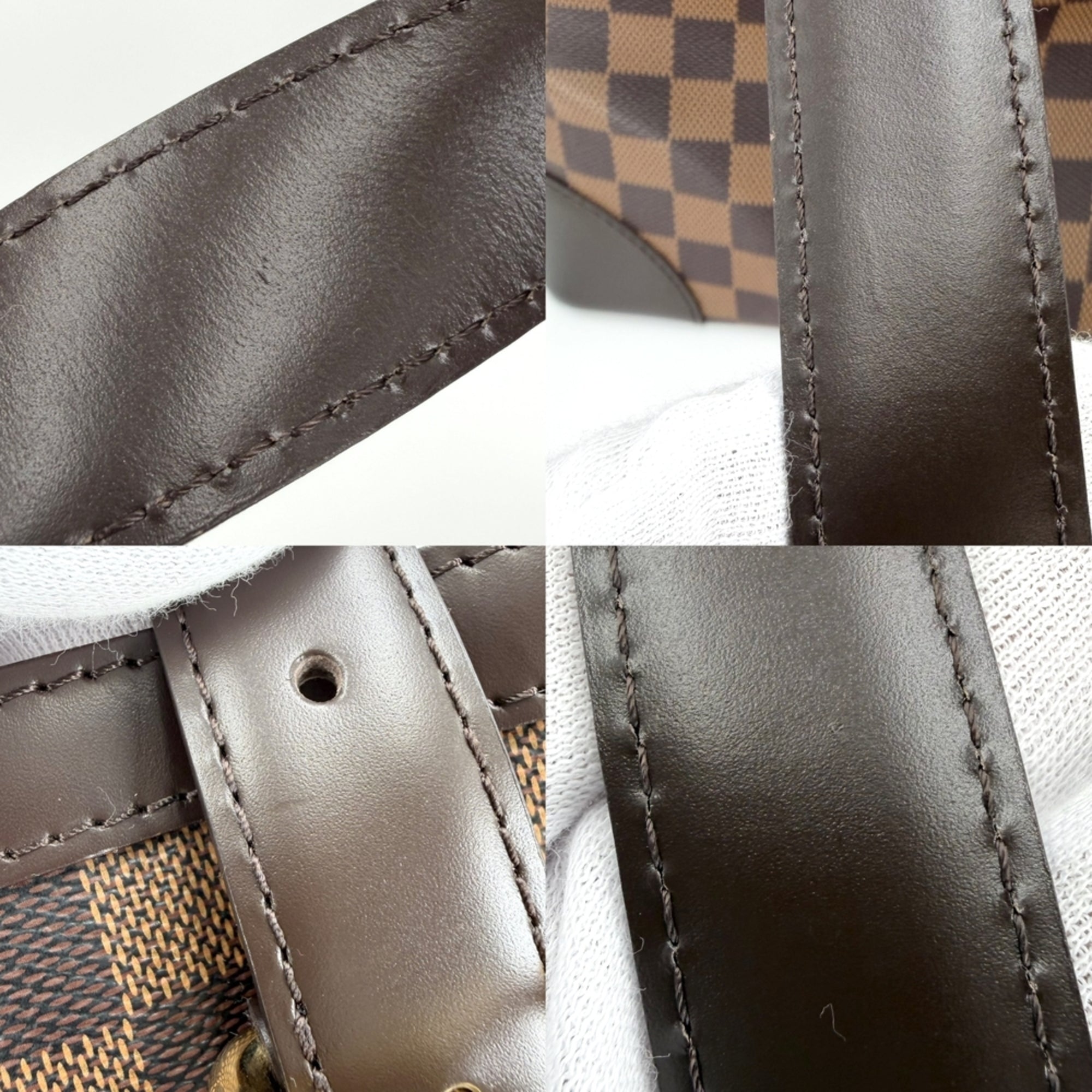 Louis Vuitton Brown White Damier Canvas Handbag Tote Bag (Pre-Owned)