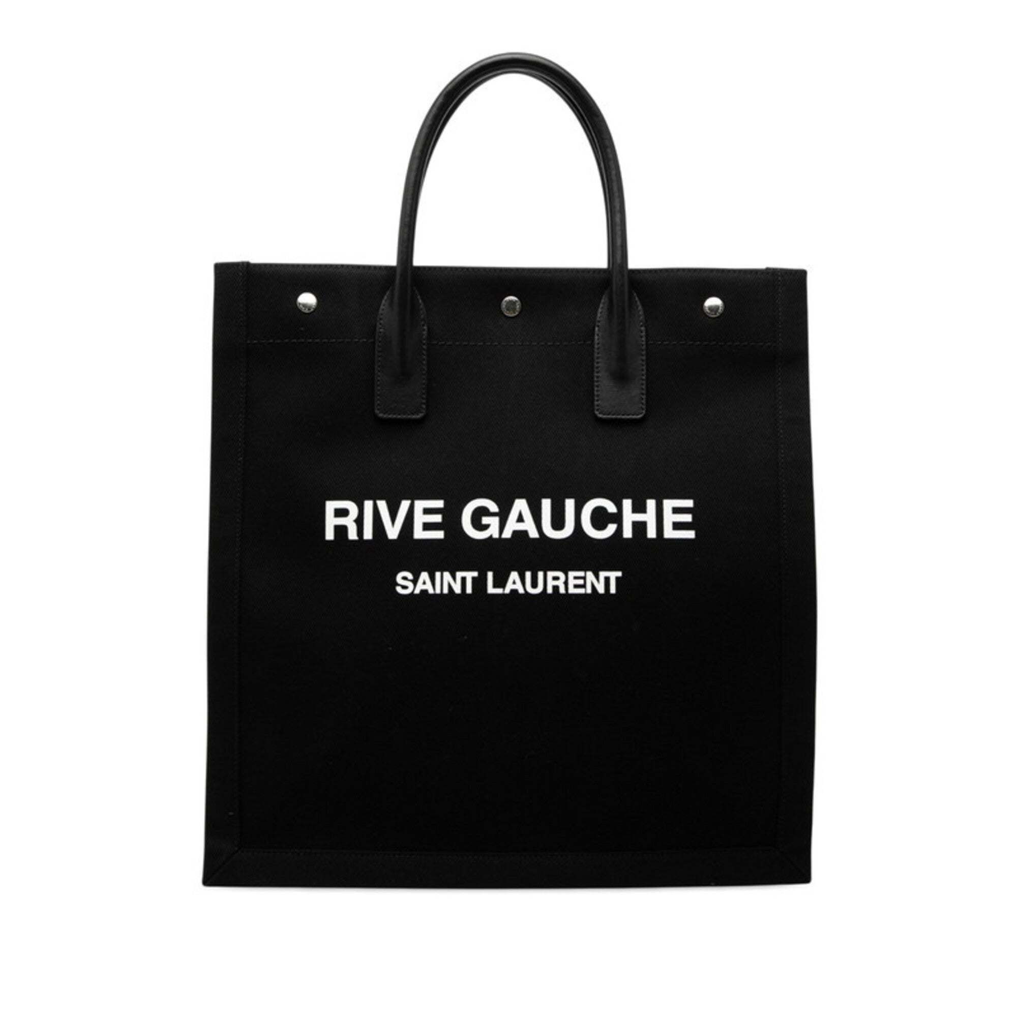 Saint Laurent Black Canvas Leather Handbag Tote Bag (Pre-Owned)