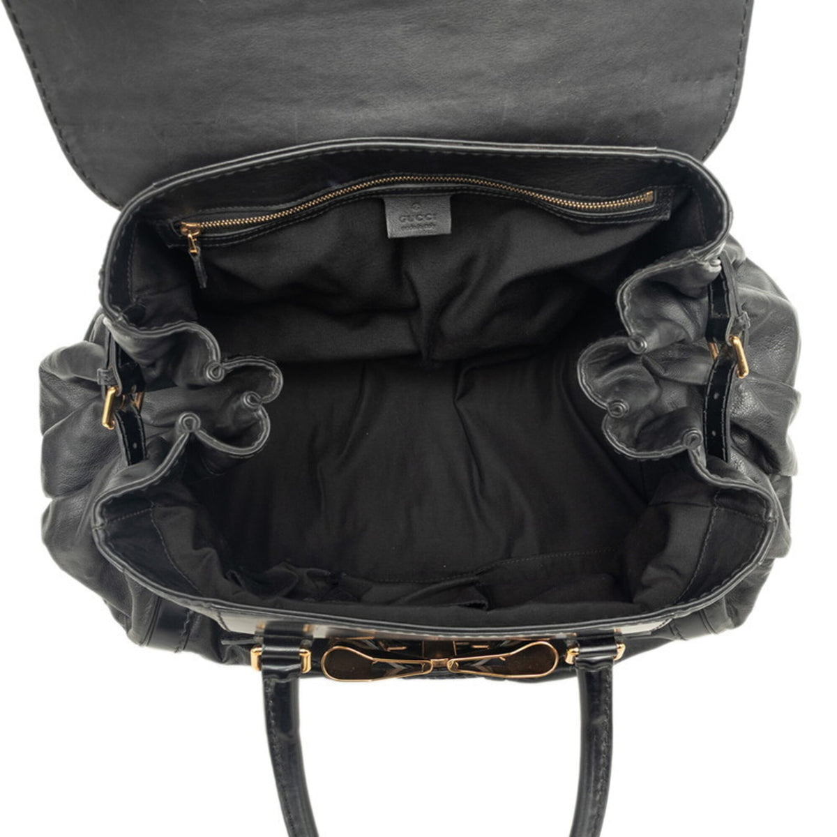 Gucci Black Leather Boston Bag Handbag (Pre-Owned)