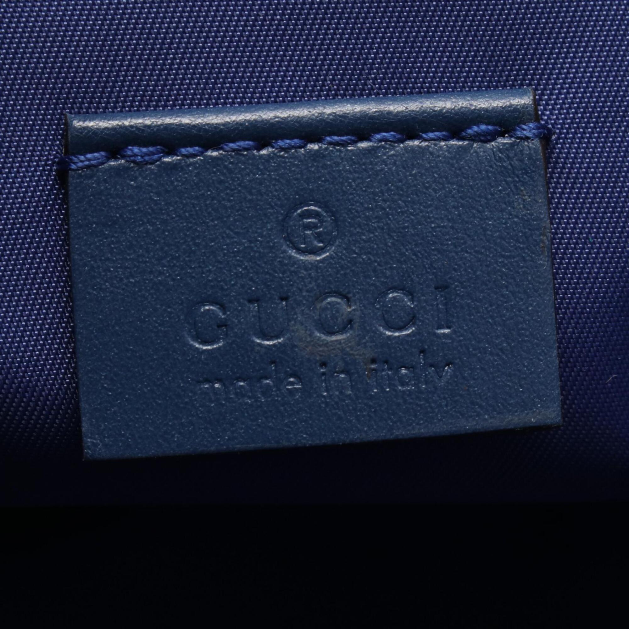 Gucci Gray Navy Red Color Canvas Leather Handbag Shoulder Bag (Pre-Owned)