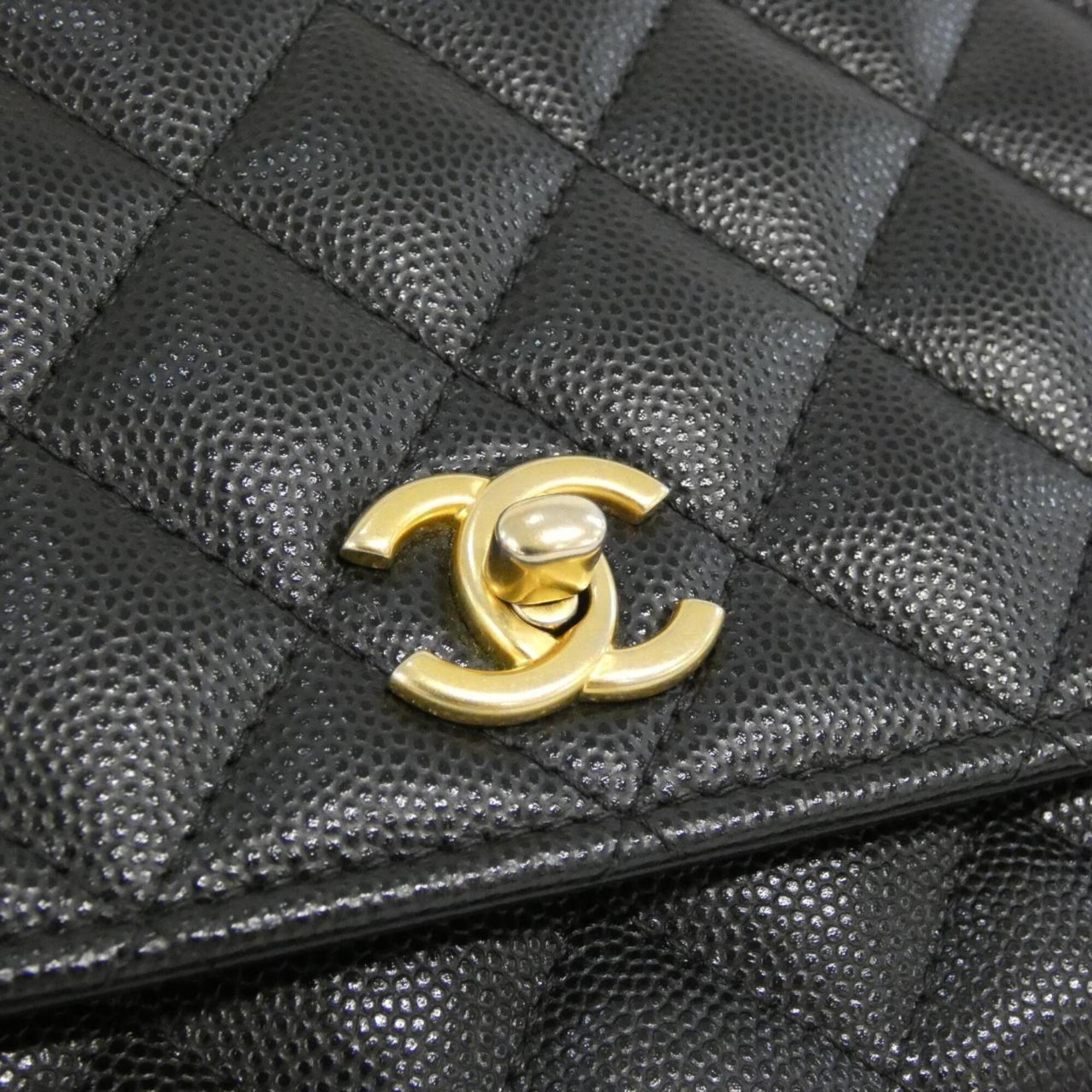 Chanel Black Grained Calfskin Chain/Shoulder Wallet (Pre-Owned)