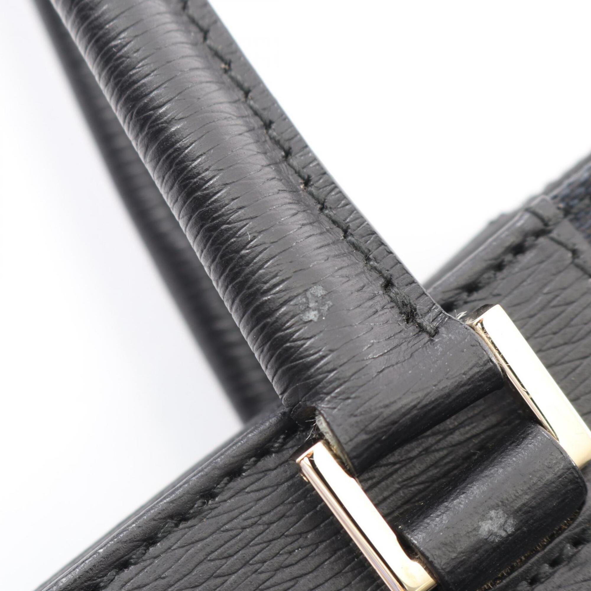 Gucci Black Canvas Leather Handbag Tote Bag (Pre-Owned)