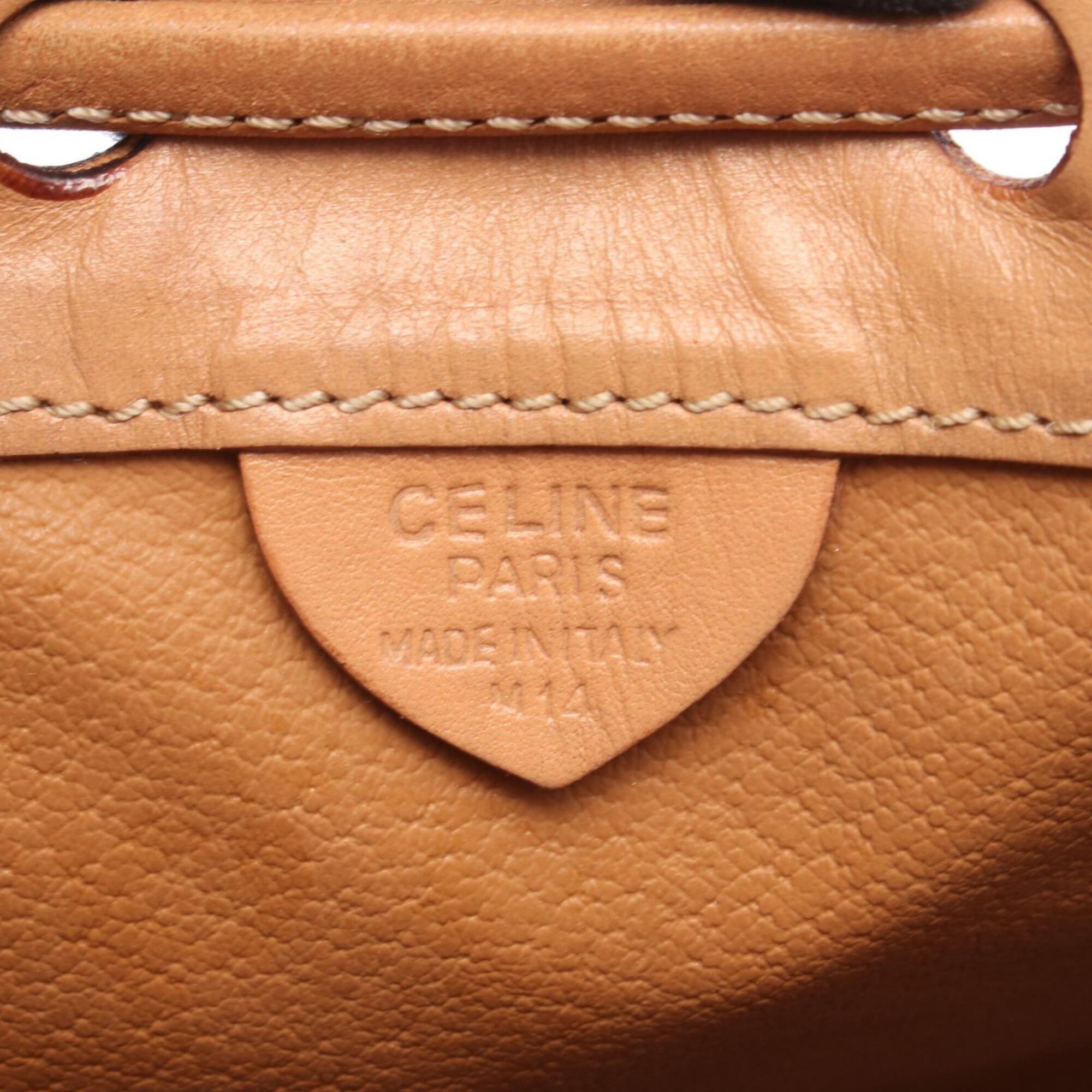 Celine Brown Coated Canvas Leather Handbag Shoulder Bag (Pre-Owned)