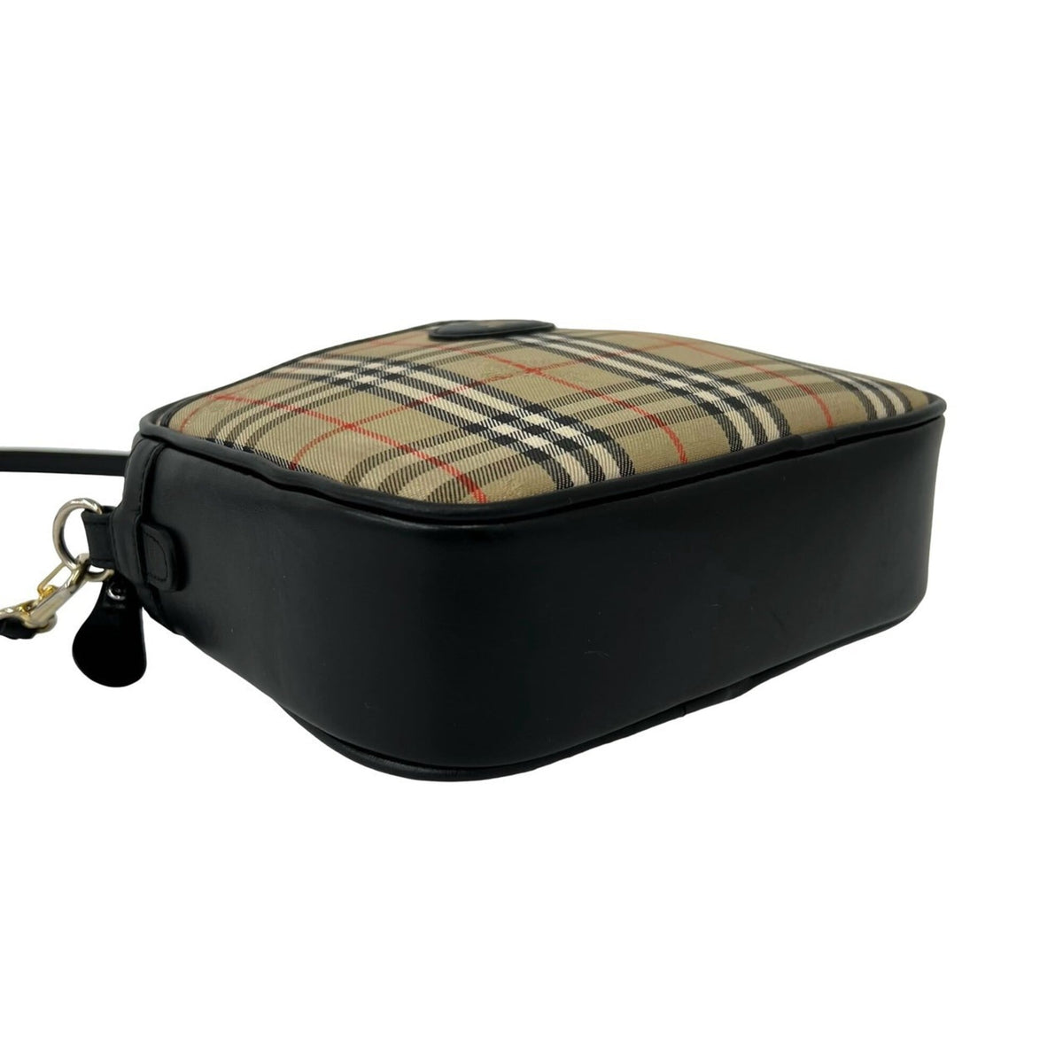 Burberry Beige Black Canvas Leather Shoulder Bag (Pre-Owned)