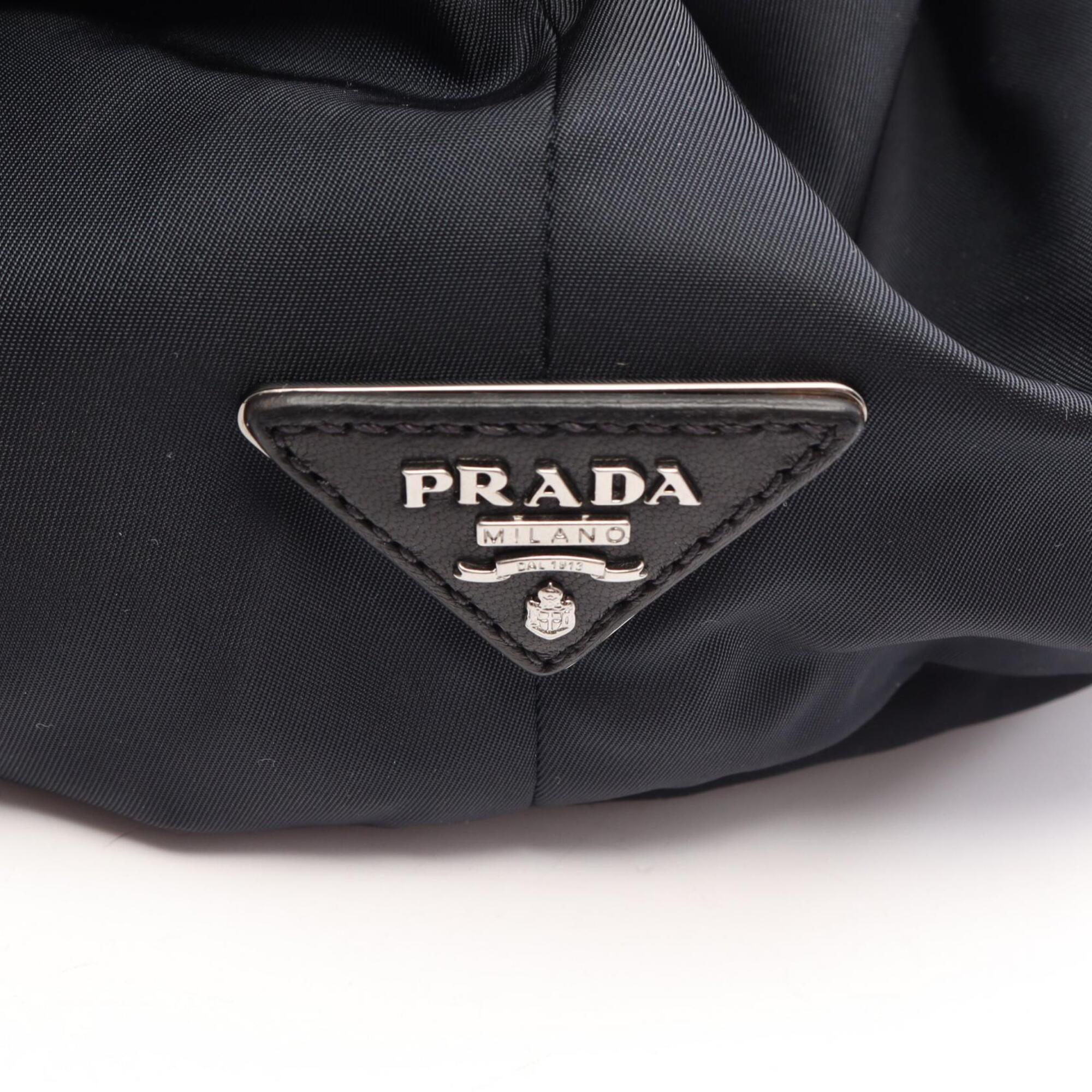 Prada Black Navy Nylon Handbag Tote Bag (Pre-Owned)