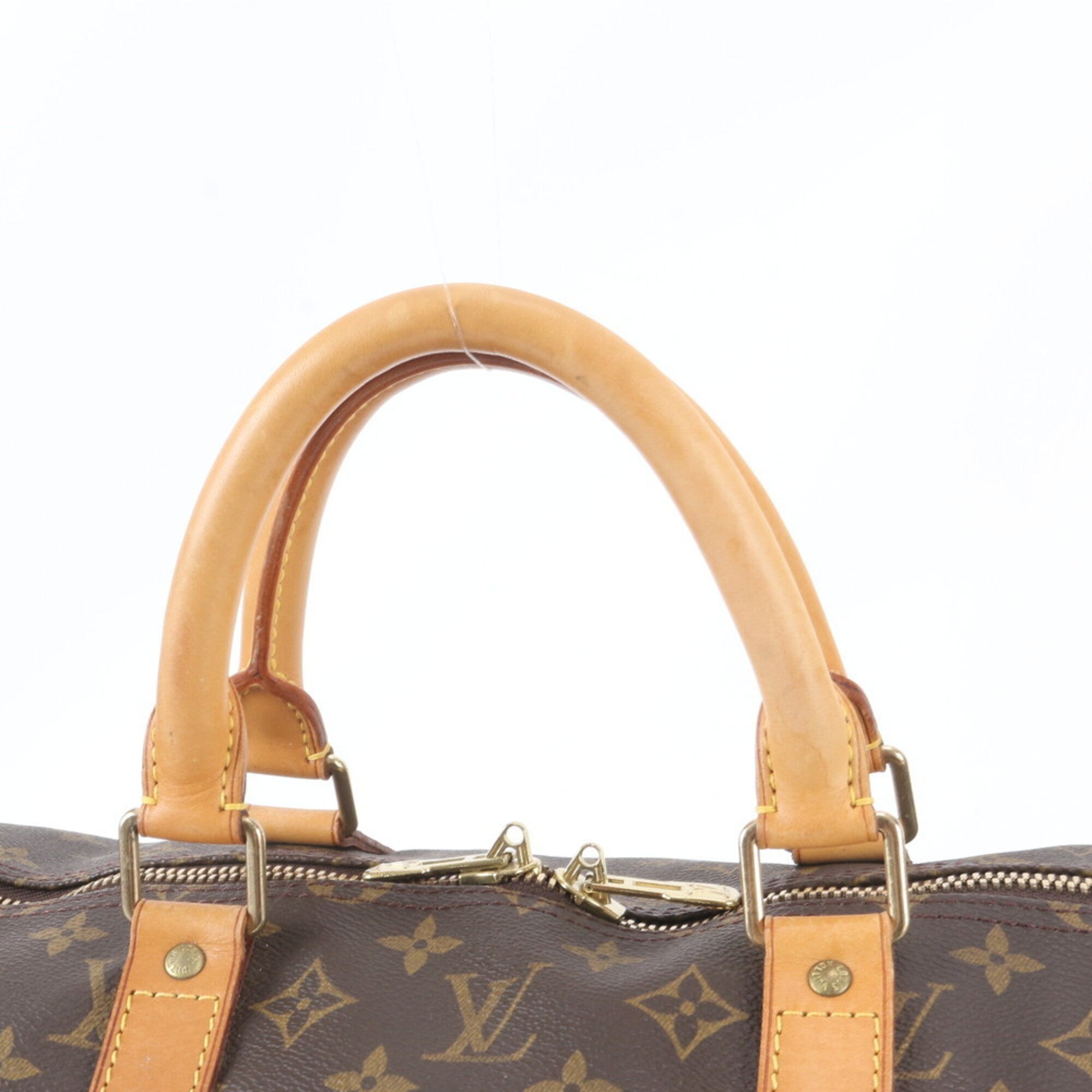 Louis Vuitton Brown Leather Coated Canvas Boston Bag Tote Bag (Pre-Owned)