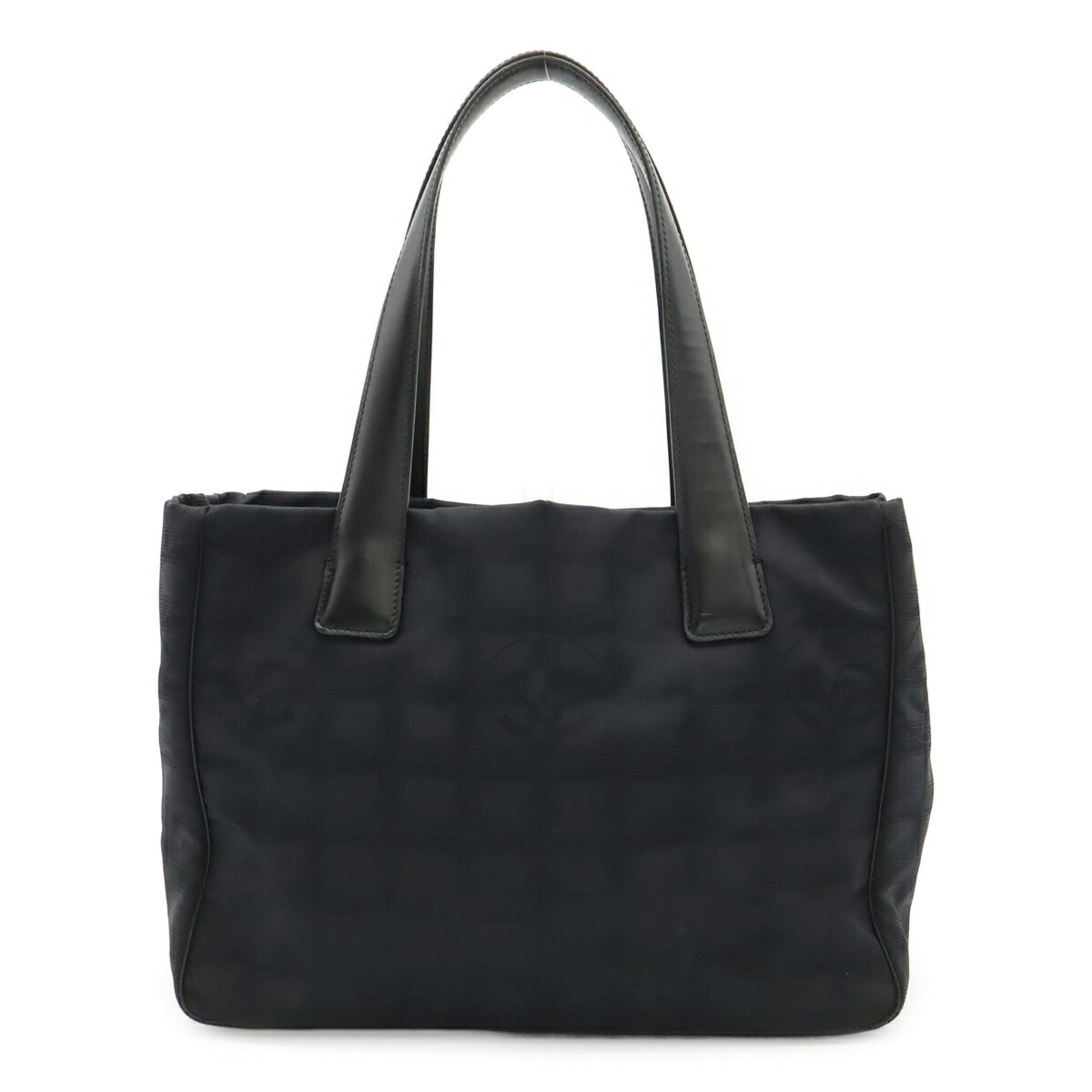 Chanel Black Nylon Leather Shoulder Bag Tote Bag (Pre-Owned)