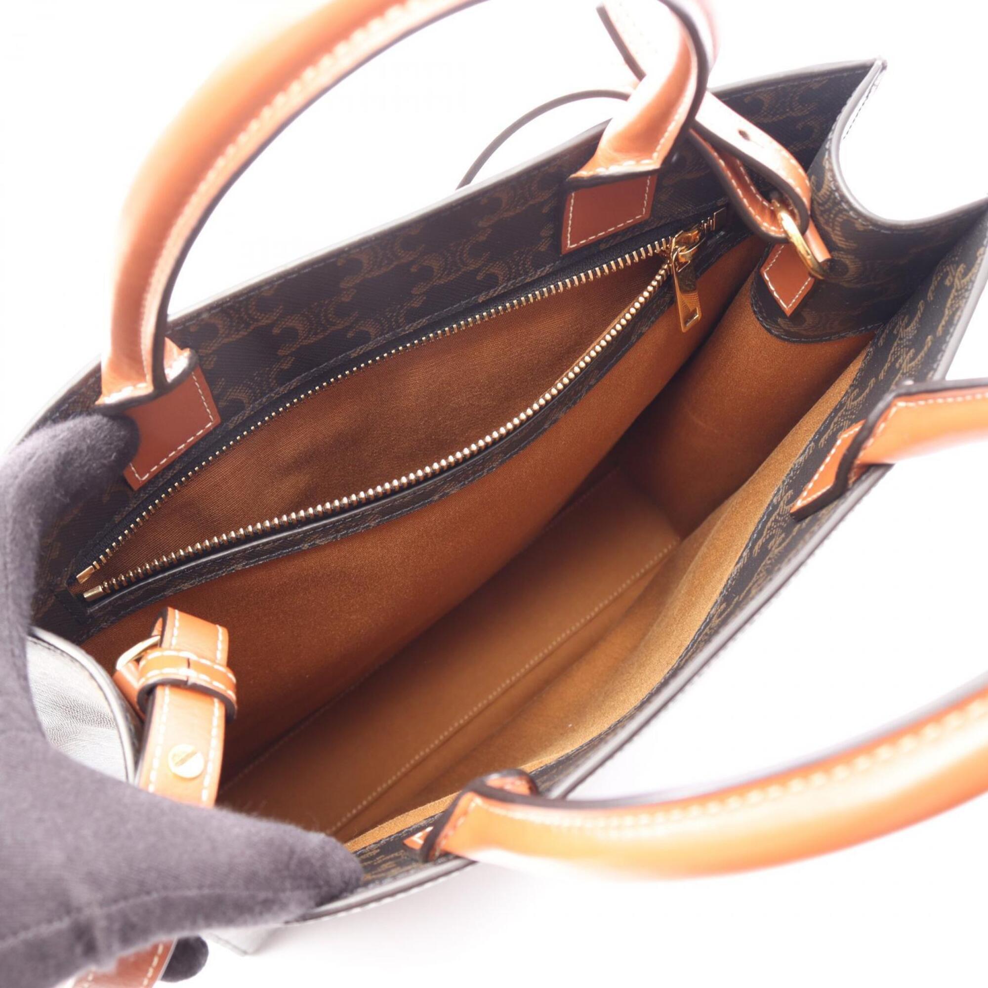 Celine Cabas Black Brown Coated Canvas Handbag Tote Bag (Pre-Owned)