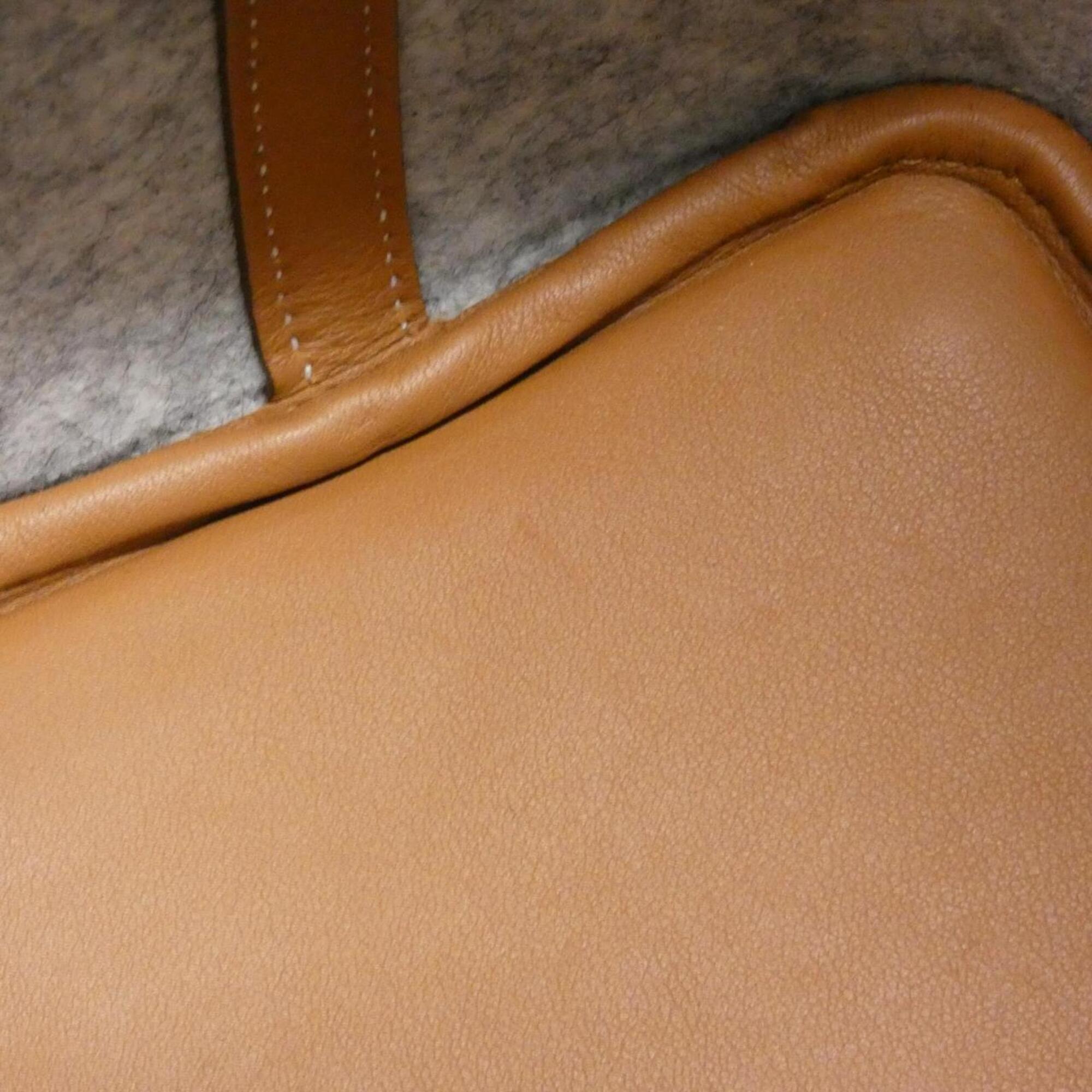 Hermes Gold Gray Felt Swift Leather Handbag (Pre-Owned)