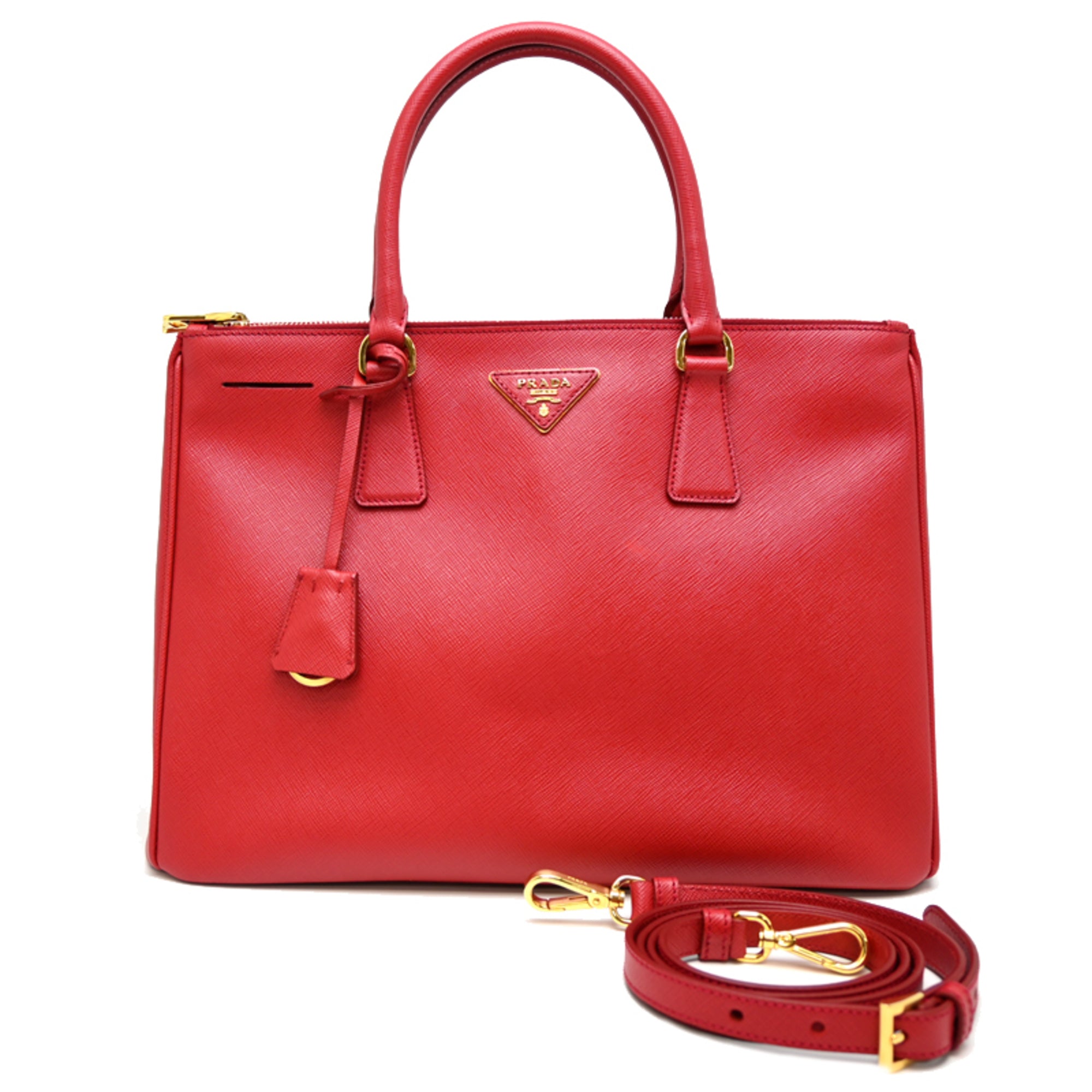Prada Fuoco Red Color Leather Handbag (Pre-Owned)