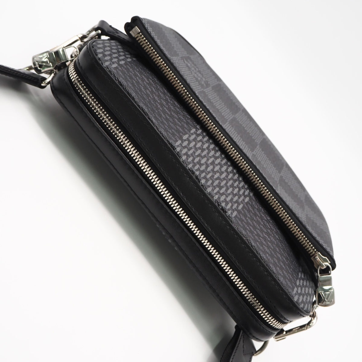 Louis Vuitton Black Gray Coated Canvas Leather Shoulder Bag (Pre-Owned)