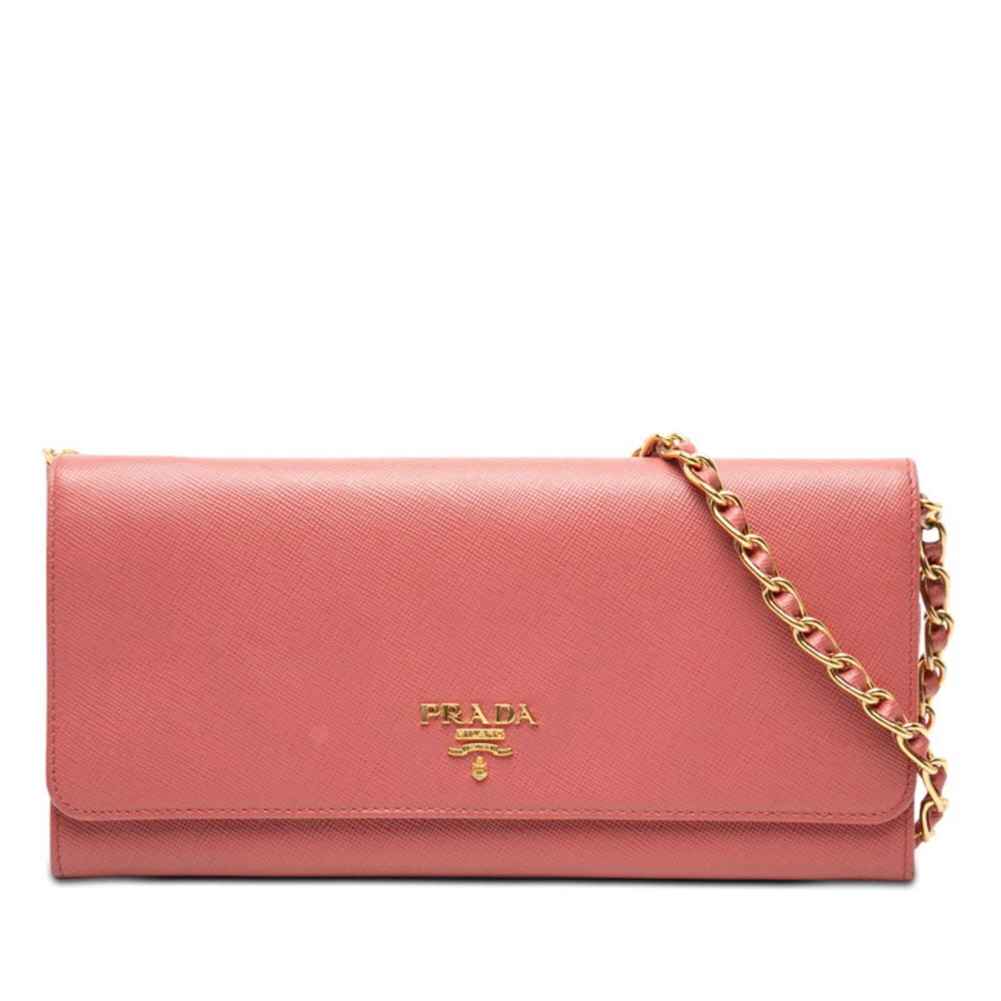 Prada Pink Leather Chain/Shoulder Wallet (Pre-Owned)