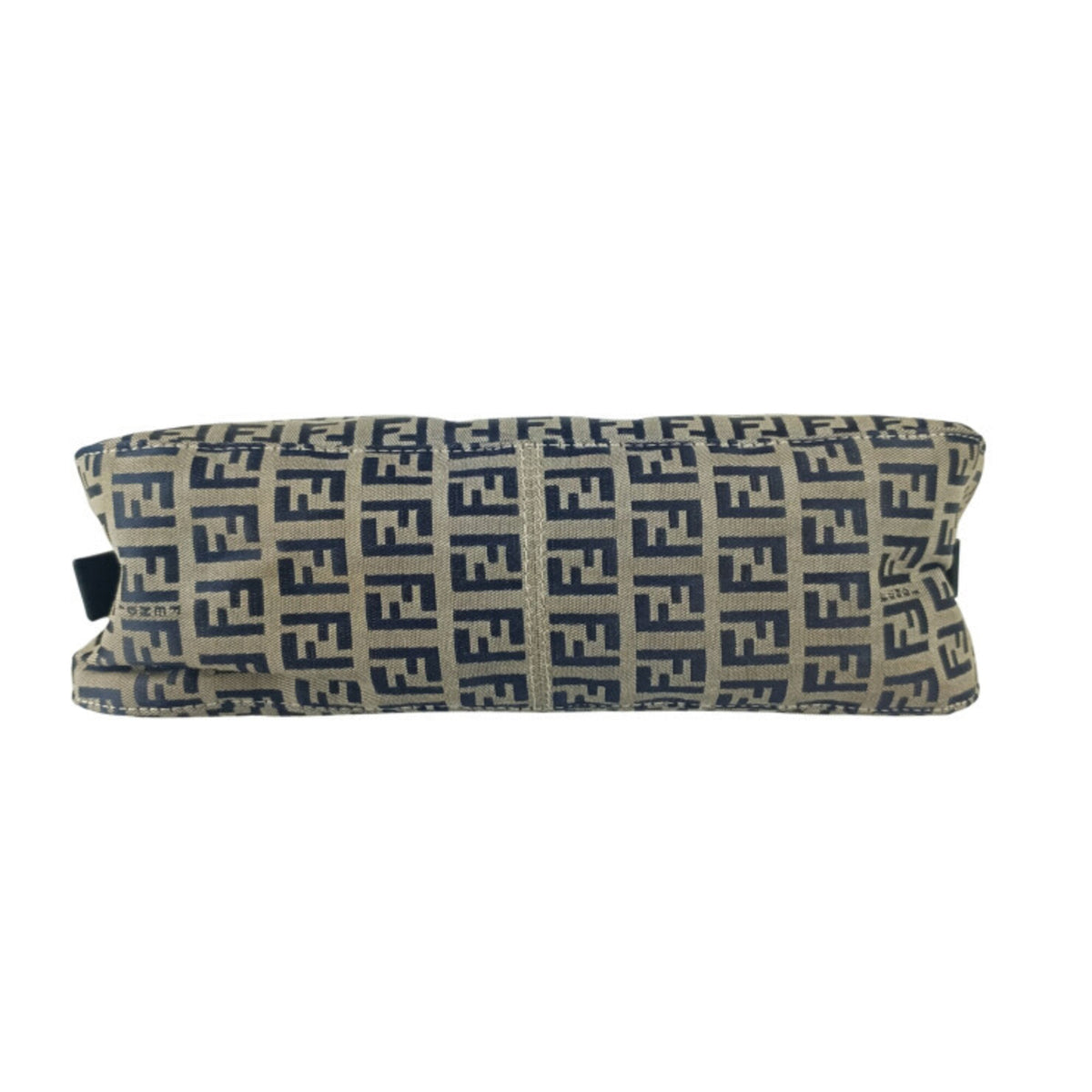 Fendi Zucca Gray Navy Canvas Leather Handbag Shoulder Bag (Pre-Owned)