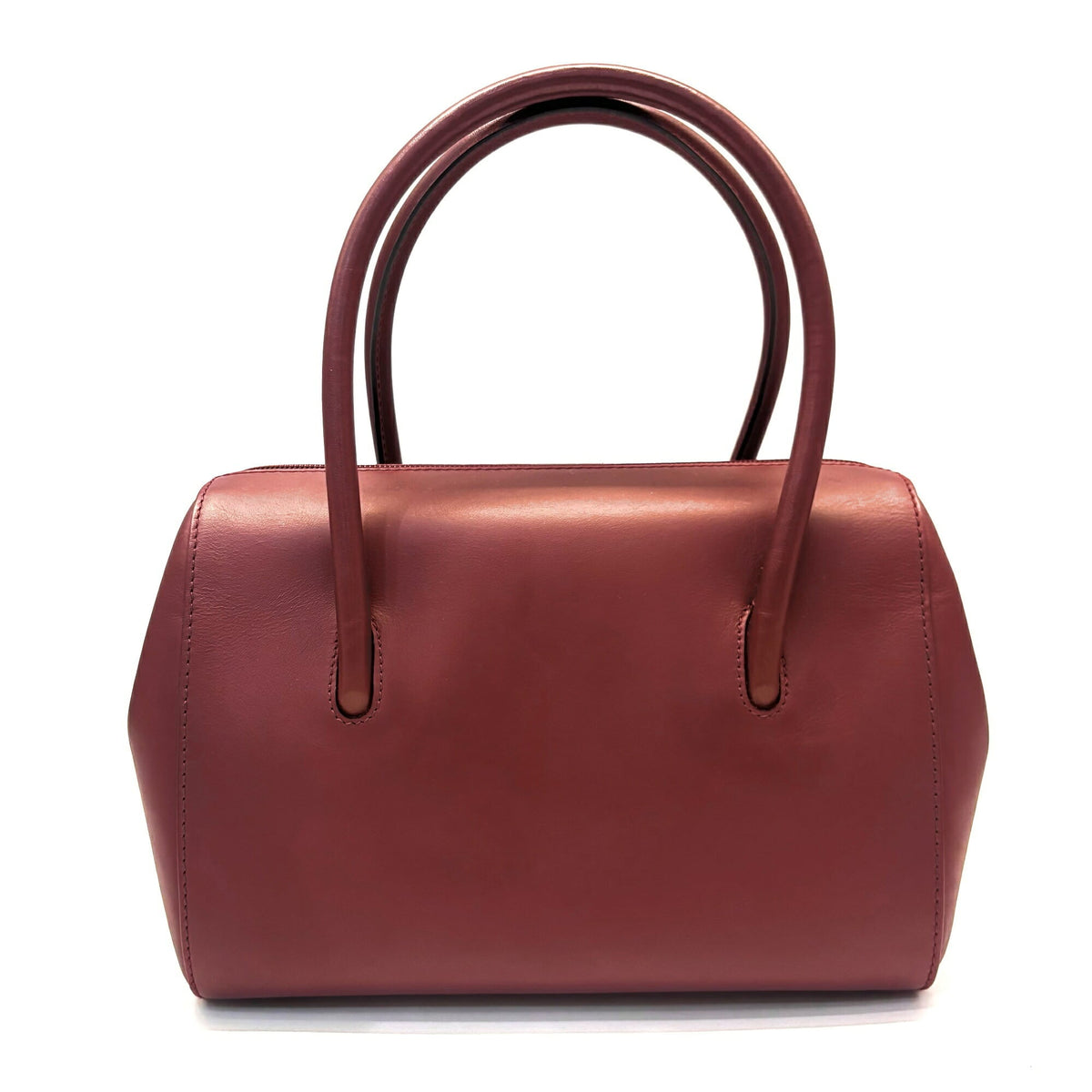Cartier Bordeaux Wine Red Leather Boston Bag Handbag (Pre-Owned)