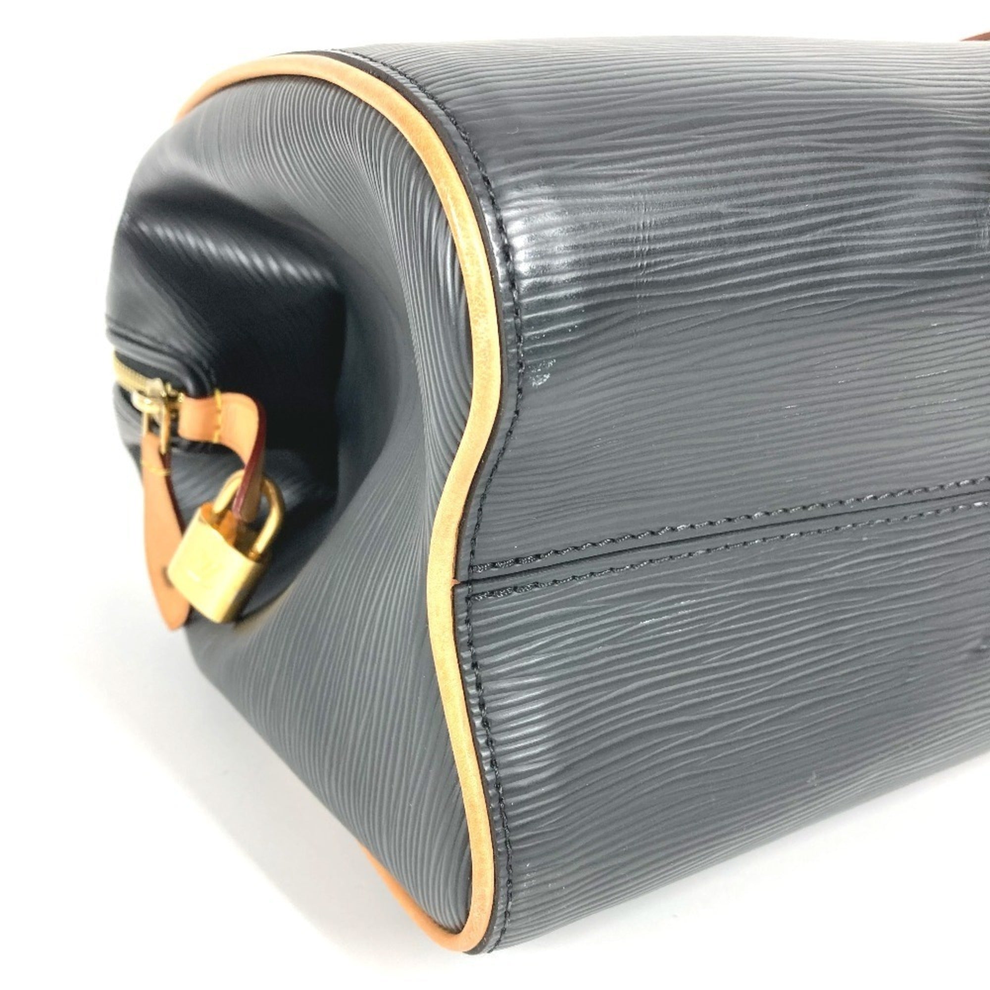 Louis Vuitton Black Noir Epi Leather Boston Bag Handbag Shoulder Bag (Pre-Owned)