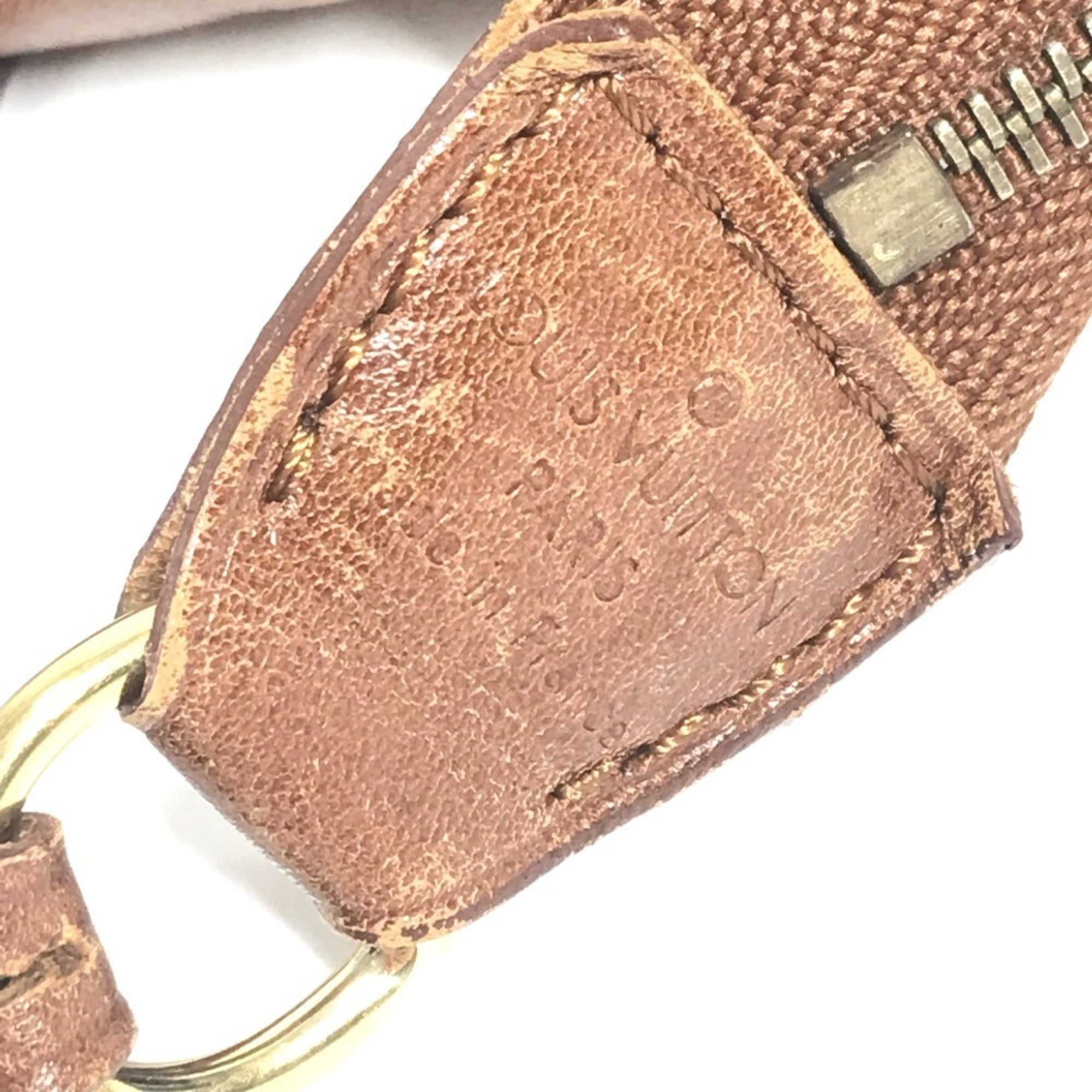 Louis Vuitton Brown White Vinyl Leather Handbag Pouch Shoulder Bag (Pre-Owned)