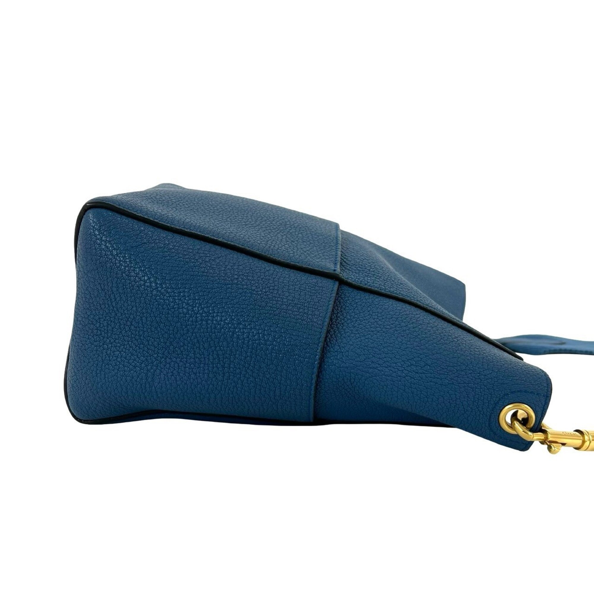 Celine Blue Leather Shoulder Bag Tote Bag (Pre-Owned)