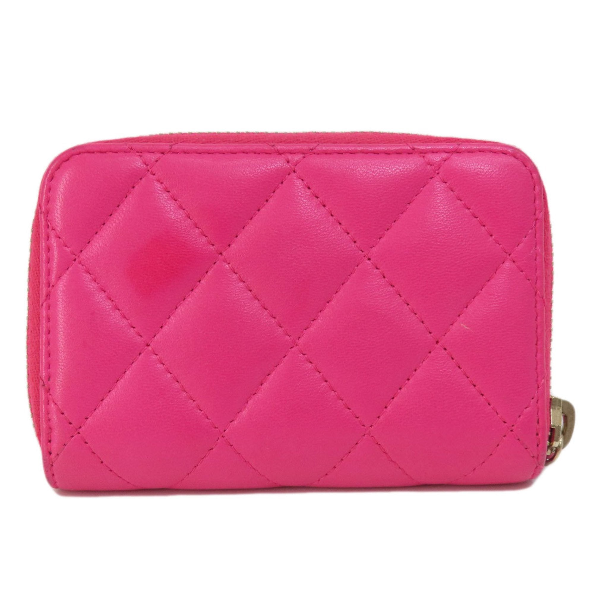 Chanel Matelasse Pink Leather Coin Purse/Coin Case (Pre-Owned)