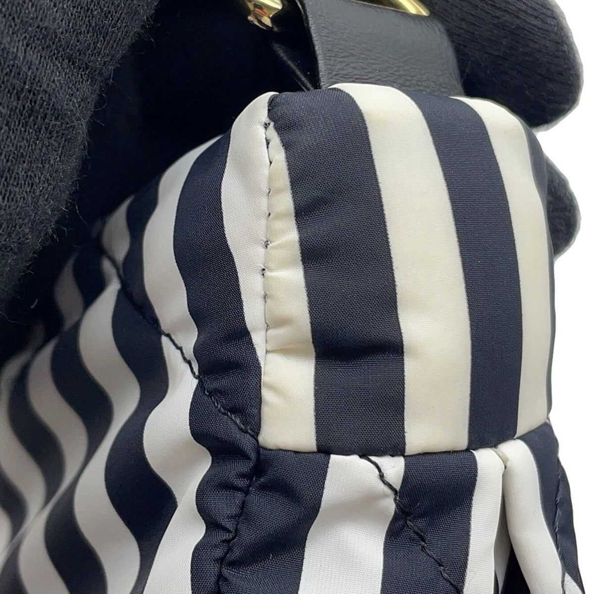 Chanel Black White Nylon Handbag Shoulder Bag (Pre-Owned)
