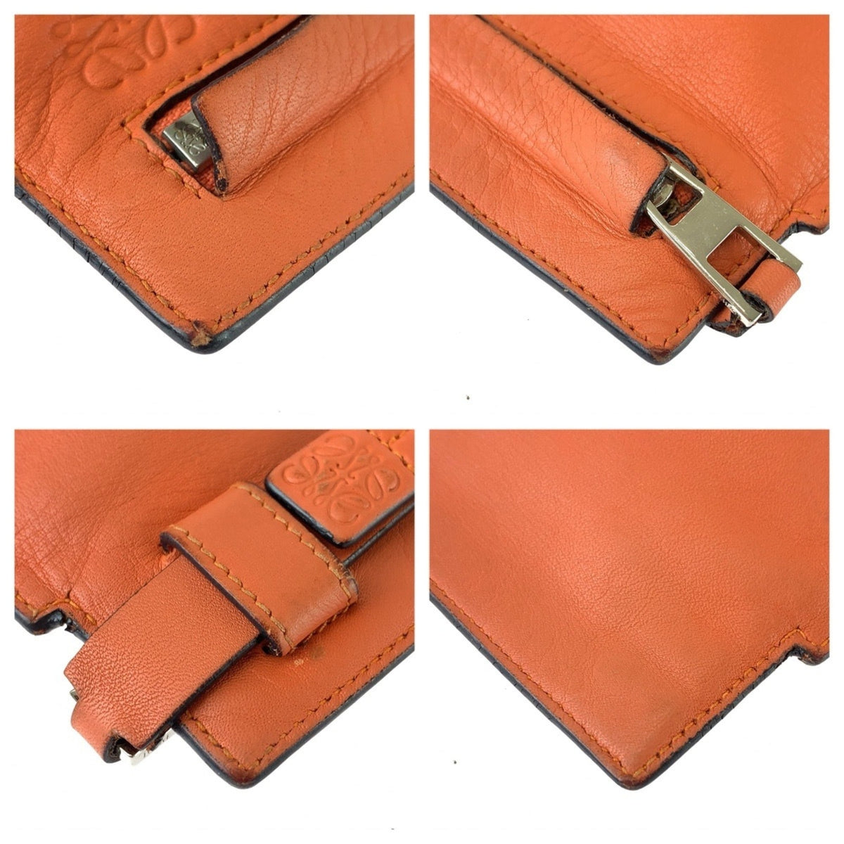 Loewe Orange Leather Pouch Wash Bag (Pre-Owned)